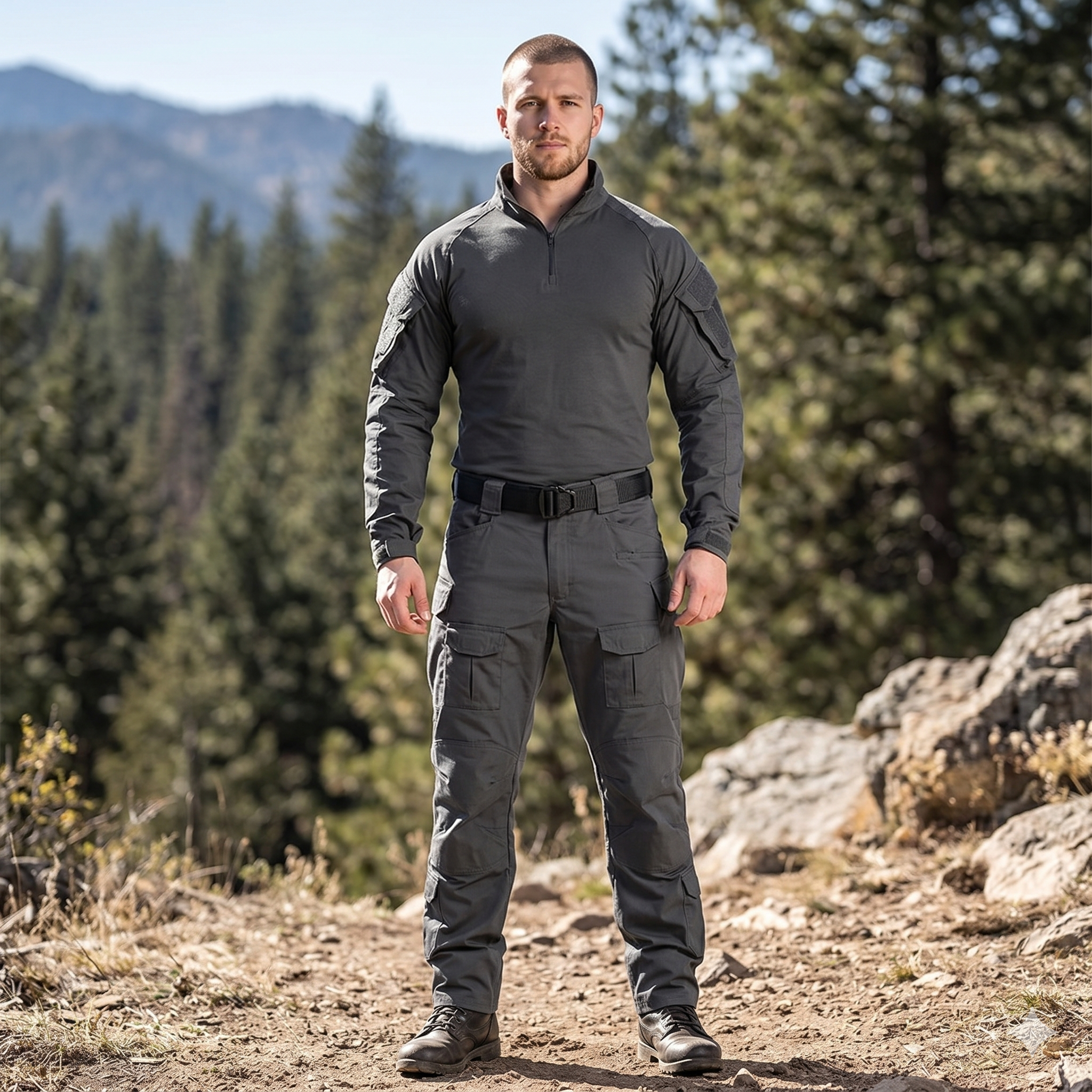 Men’s Long Sleeve Camouflage Performance Shirt – Outdoor Utility Training Top