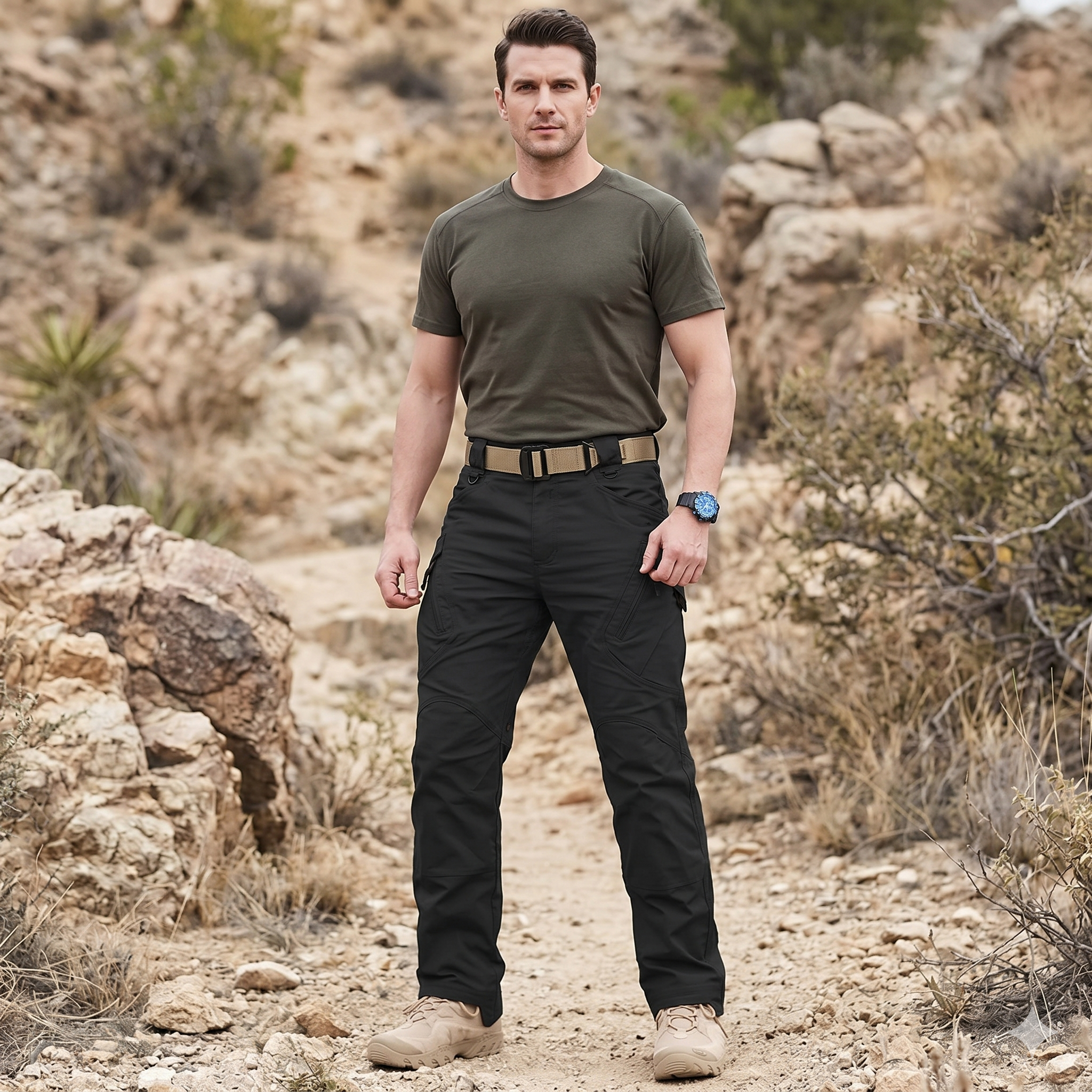 Men’s Stretch Cotton Cargo Pants – Multi-Pocket Flexible Outdoor Work Tactical Trousers