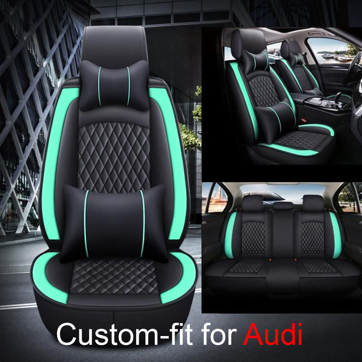 2 Car Seat Covers Full Set, Custom-Fit For Car, Waterproof Leather Front Rear Seat Automotive Protection Cushions, Car Accessories WARA211