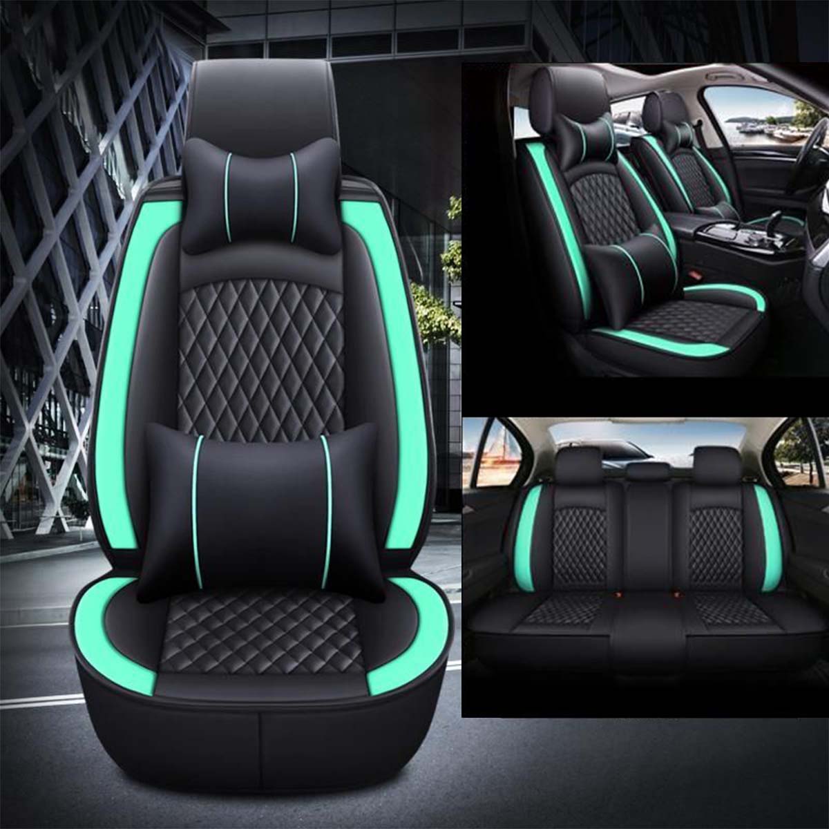 2 Car Seat Covers Full Set, Custom-Fit For Car, Waterproof Leather Front Rear Seat Automotive Protection Cushions, Car Accessories WATS211