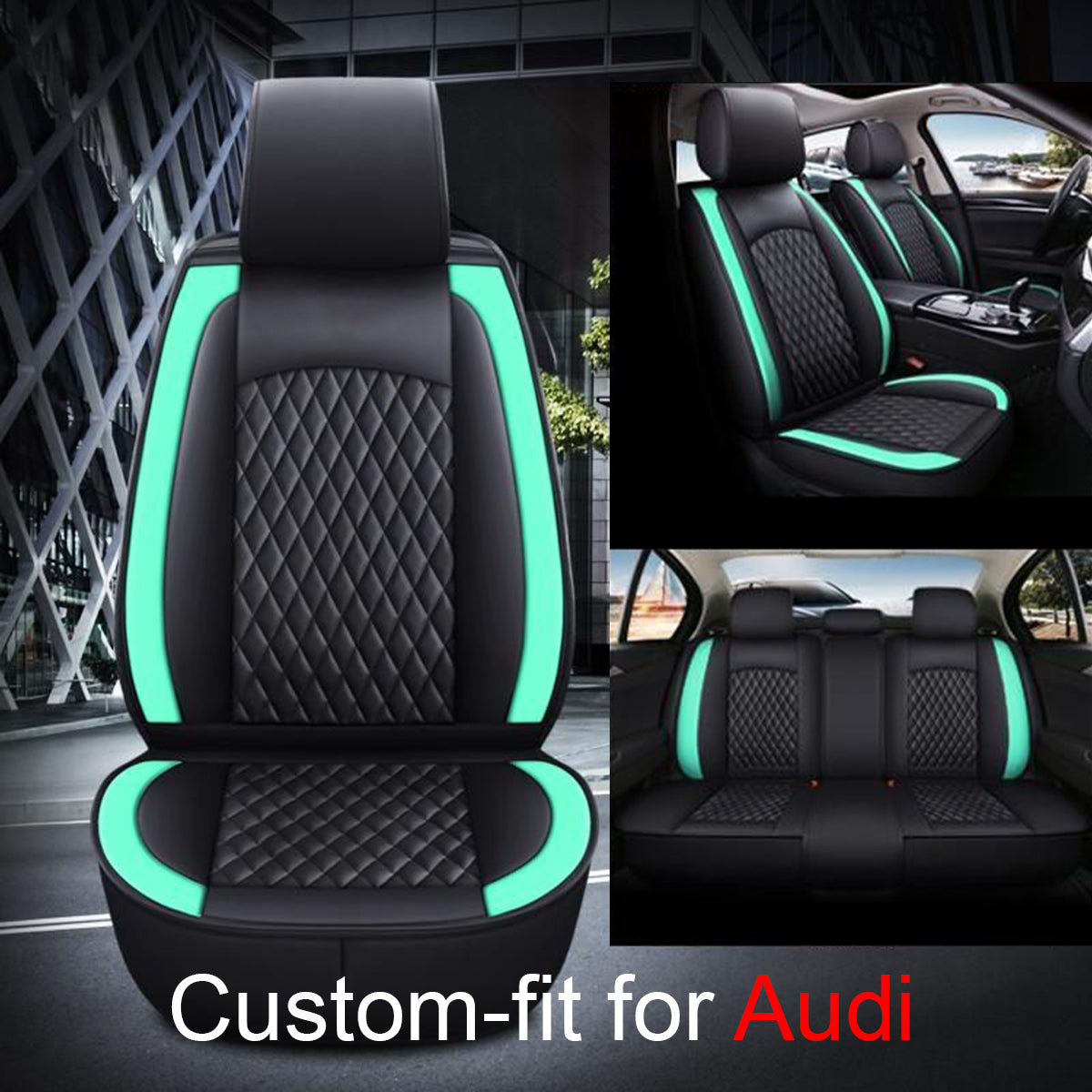 2 Car Seat Covers Full Set, Custom-Fit For Car, Waterproof Leather Front Rear Seat Automotive Protection Cushions, Car Accessories WARA211
