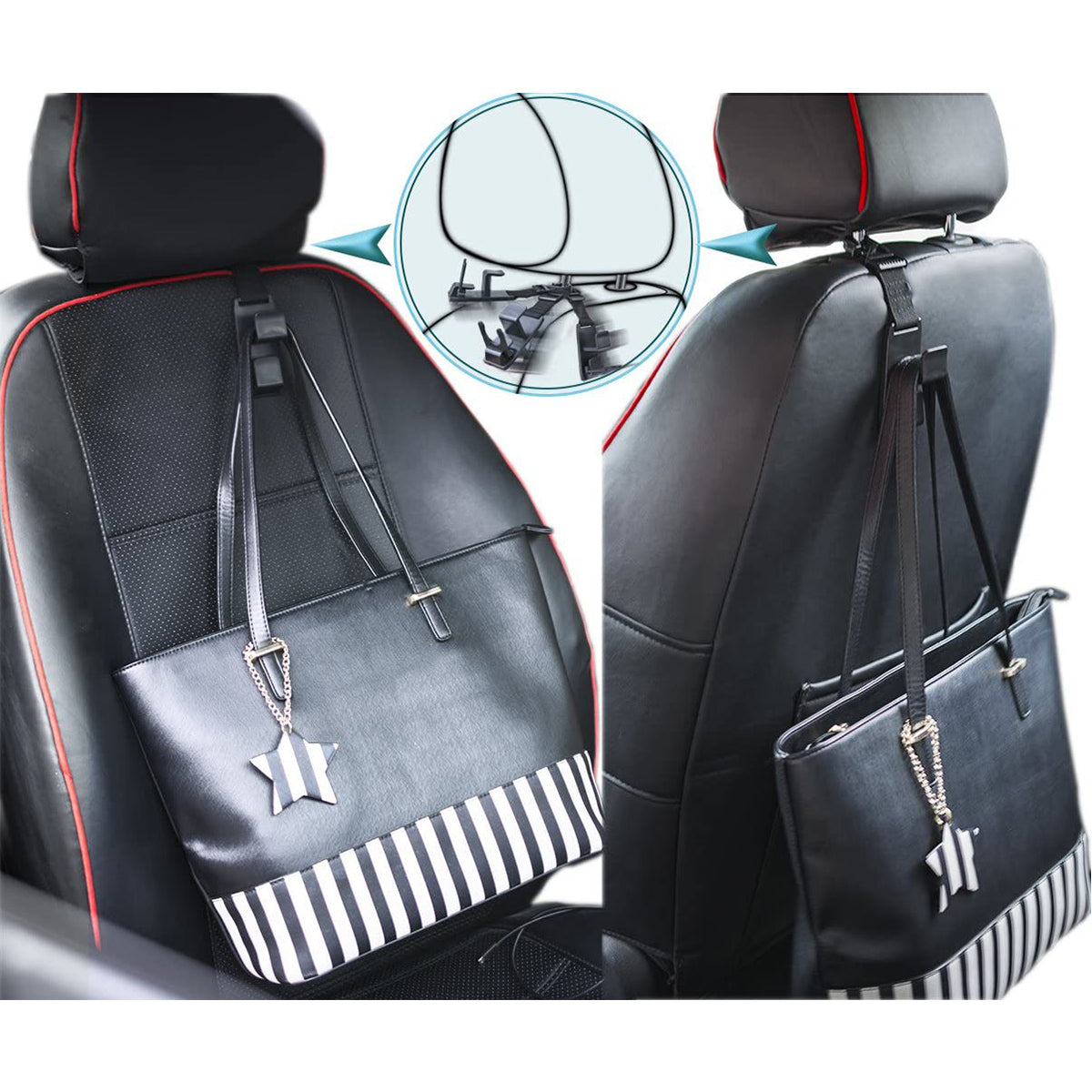 Magic Headrest Hooks, Custom fit for Car, Purse Hanger Headrest Hook Holder for Car Seat Organizer Behind Over the Seat Hook Hang Purse or Bags