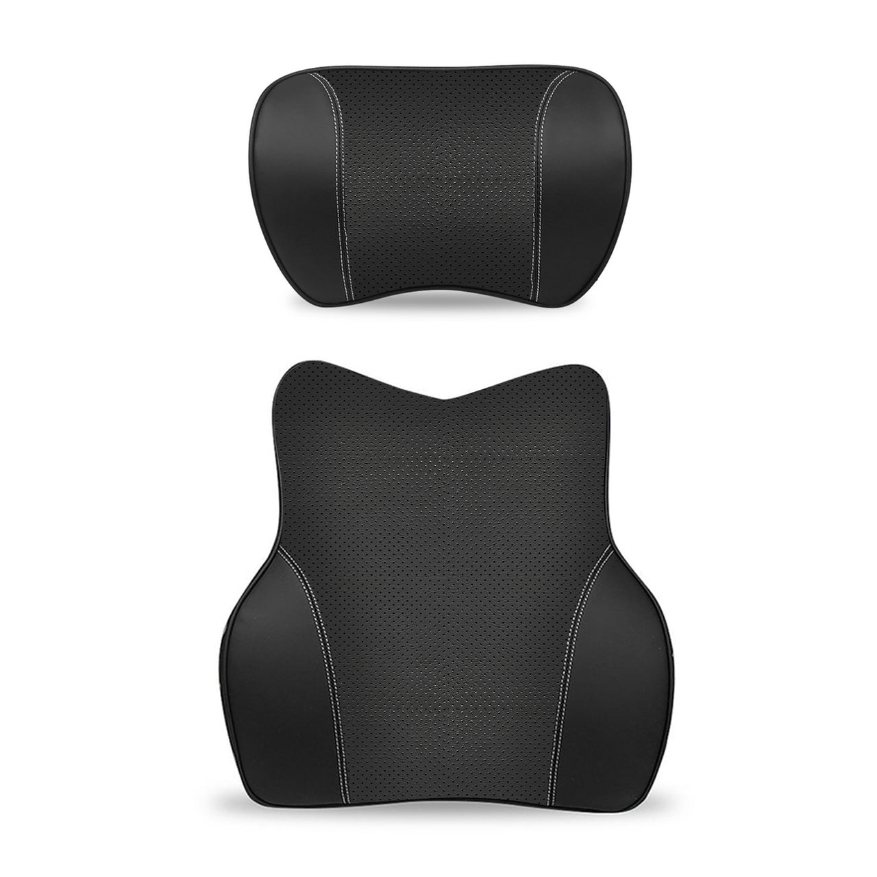 Car Headrest Neck Pillow and Lumbar Support Back Cushion Kit, Custom fit for Genesis, Memory Foam Erognomic Design Universal Fit Muscle Pain and Tension Relief for Car Seat