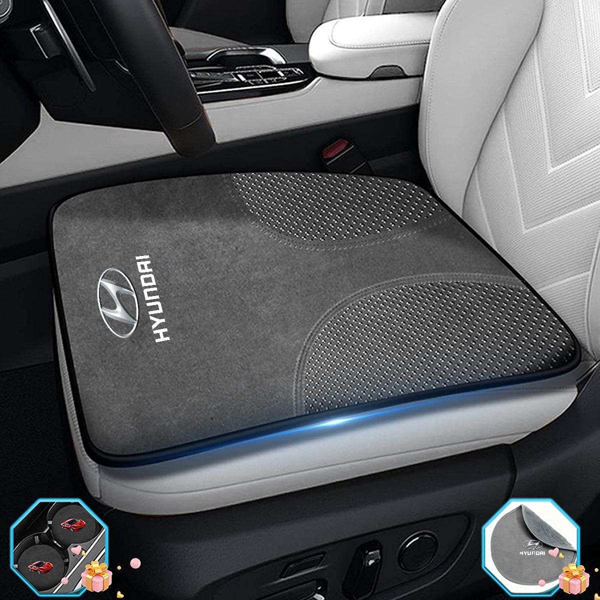 Car Seat Cushion, Custom Logo For Your Cars, Double Sided Seat Cushion, Breathable Suede + Ice Silk Car Seat Cushion, Comfort Seat Covers Cushion HY19979