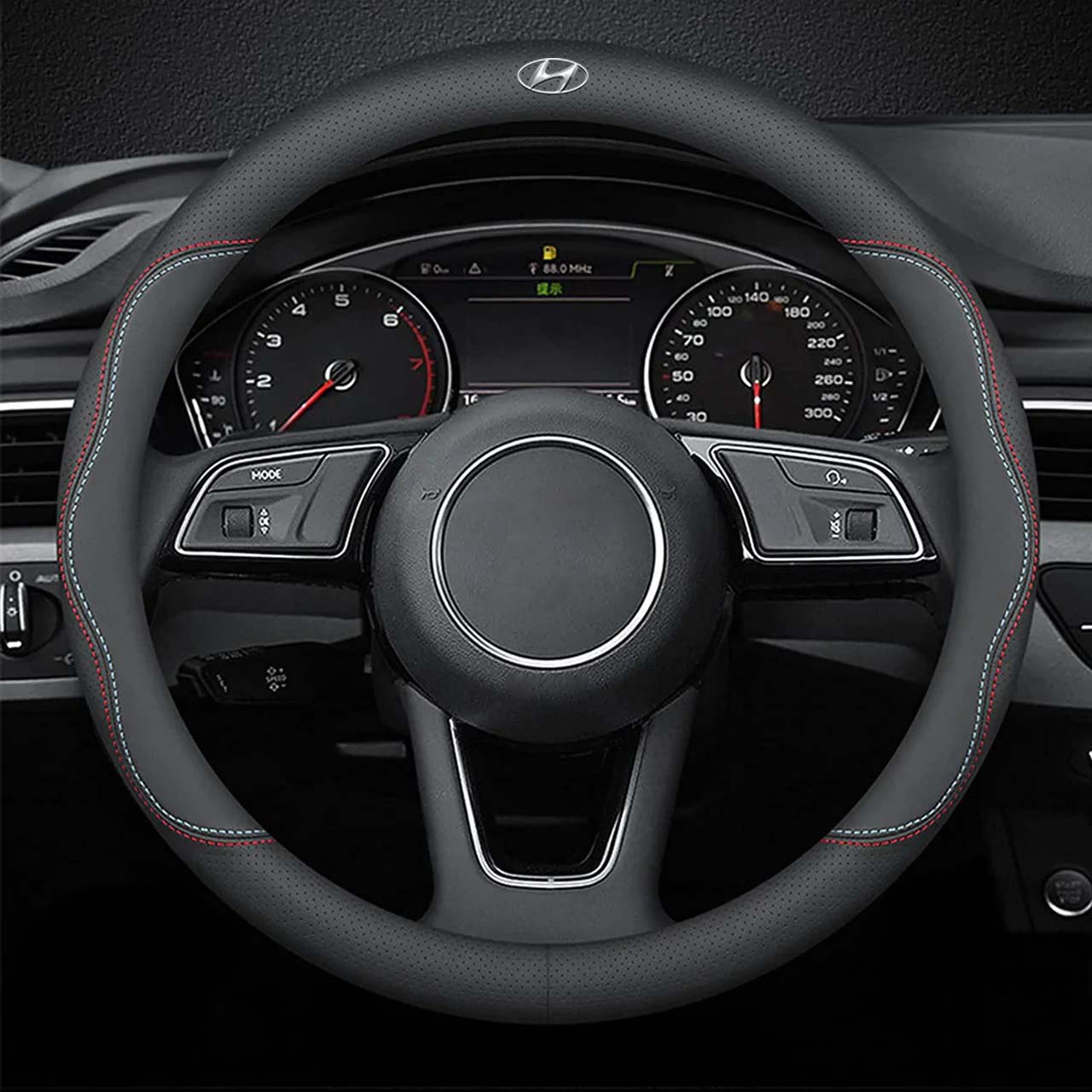 Car Steering Wheel Cover 2023 Update Version, Custom Fit For Your Cars, Premium Leather Car Steering Wheel Cover with Logo, Car Accessories HY18991