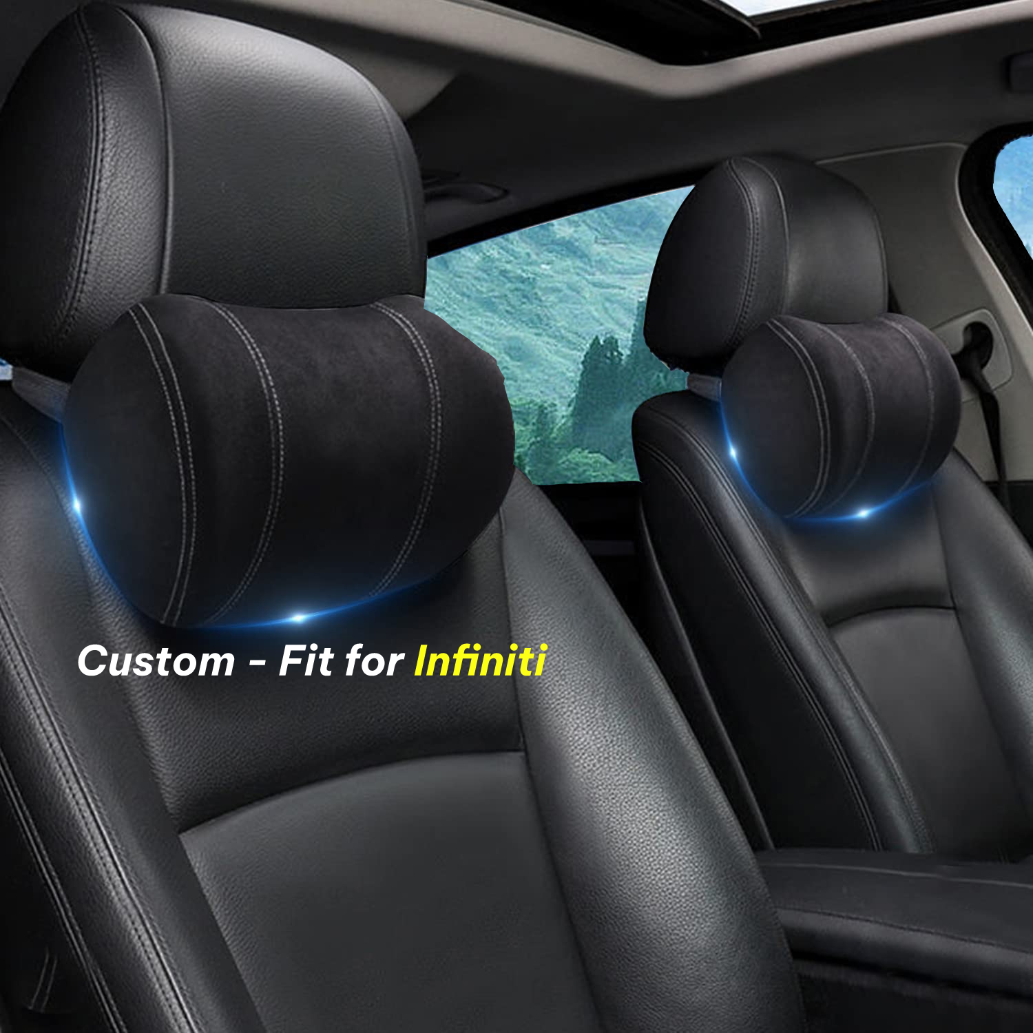 Car Headrest (2 PCS), Custom-Fit For Car, Update Version Premium Memory Foam Car Neck Pillow WAIN227