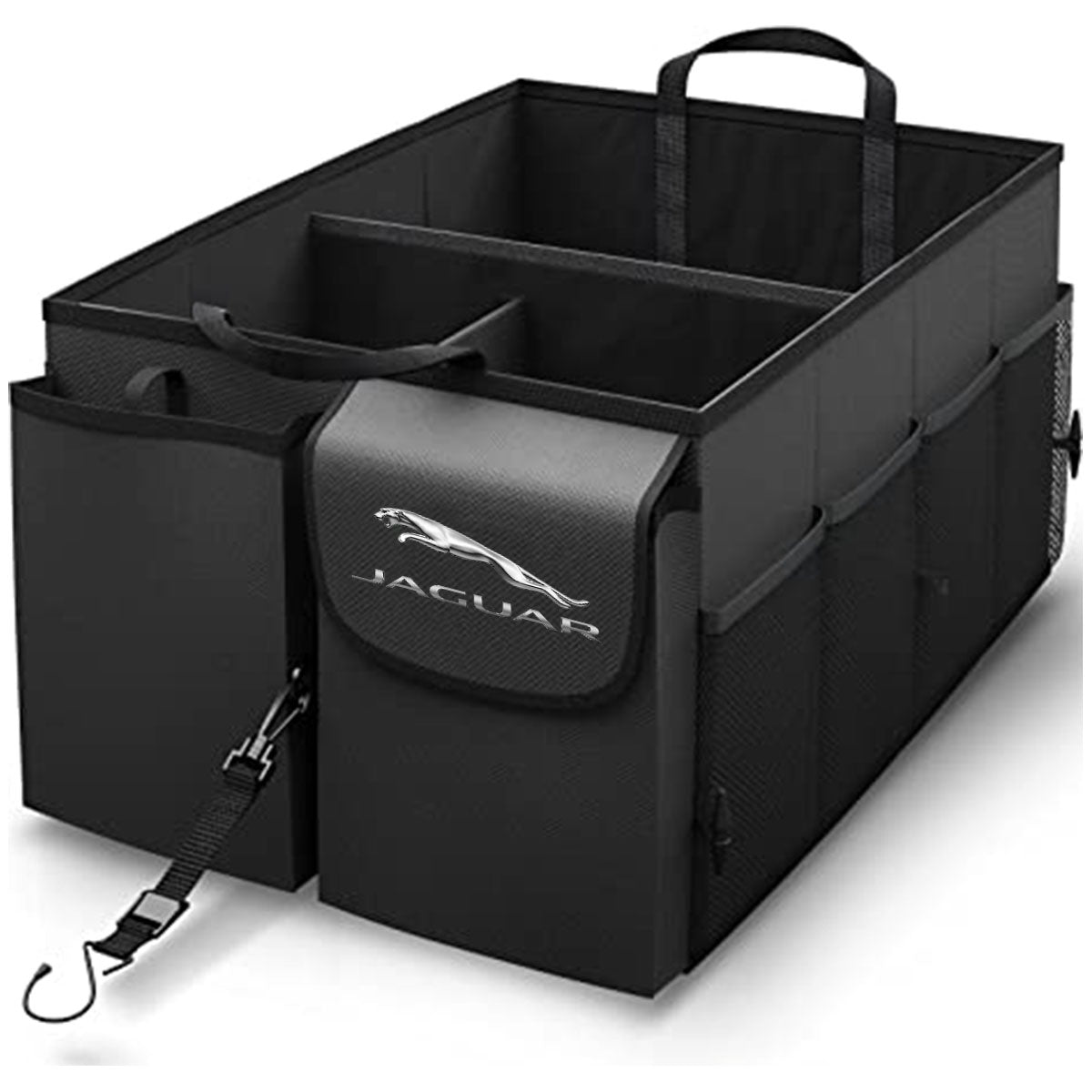 Car Trunk Organizer - Collapsible, Custom fit for All Cars, Multi-Compartment Automotive SUV Car Organizer for Storage w/ Adjustable Straps - Car Accessories for Women and Men JG12993