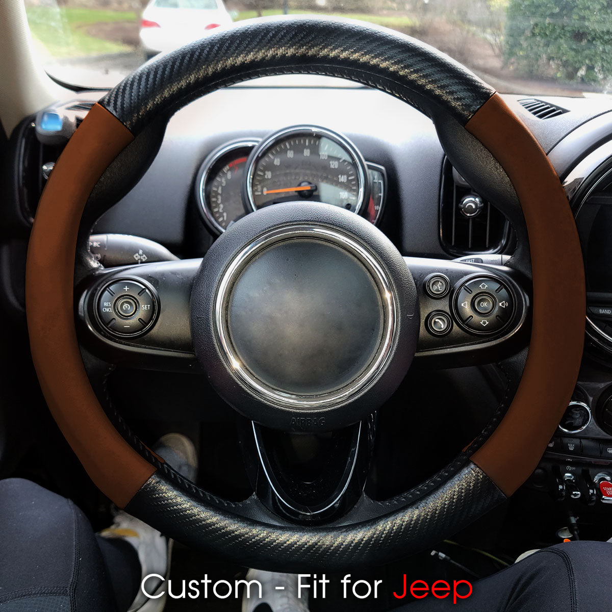 Car Steering Wheel Cover, Custom-Fit For Cars, Leather Nonslip 3D Carbon Fiber Texture Sport Style Wheel Cover for Women, Interior Modification for All Car Accessories WAJE225