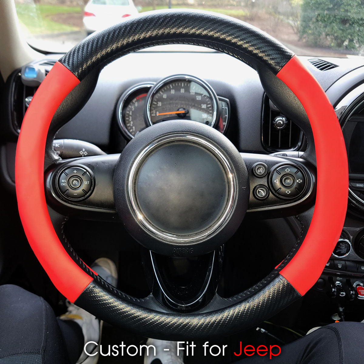 Car Steering Wheel Cover, Custom-Fit For Cars, Leather Nonslip 3D Carbon Fiber Texture Sport Style Wheel Cover for Women, Interior Modification for All Car Accessories WAJE225