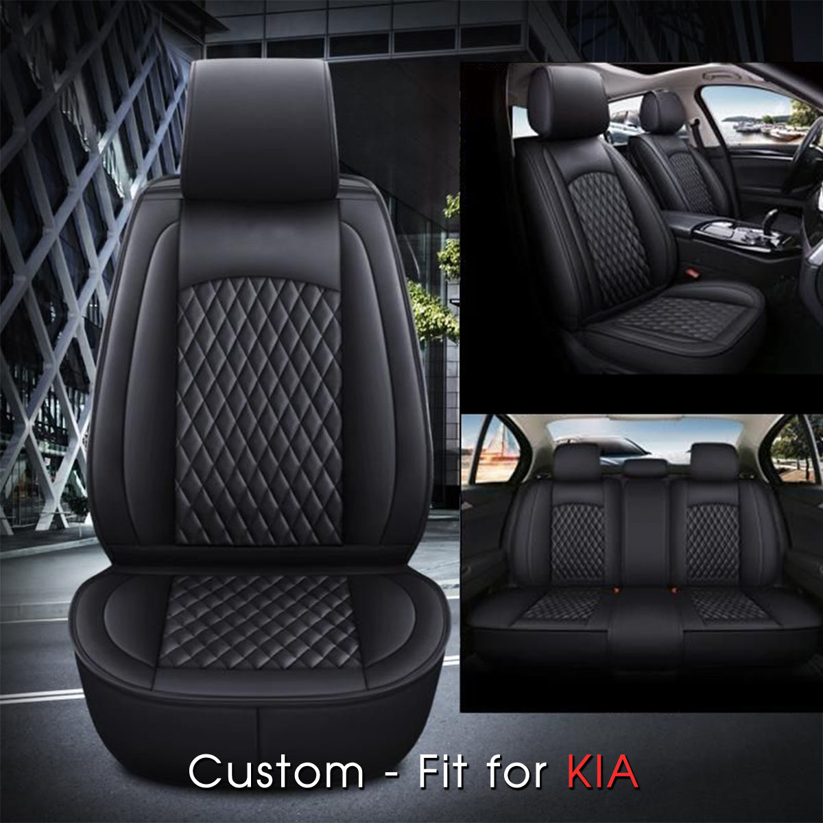 2 Car Seat Covers Full Set, Custom-Fit For Car, Waterproof Leather Front Rear Seat Automotive Protection Cushions, Car Accessories WAUE211