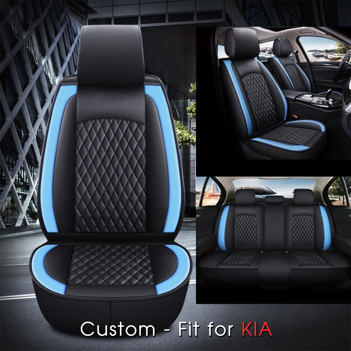 2 Car Seat Covers Full Set, Custom-Fit For Car, Waterproof Leather Front Rear Seat Automotive Protection Cushions, Car Accessories WAUE211