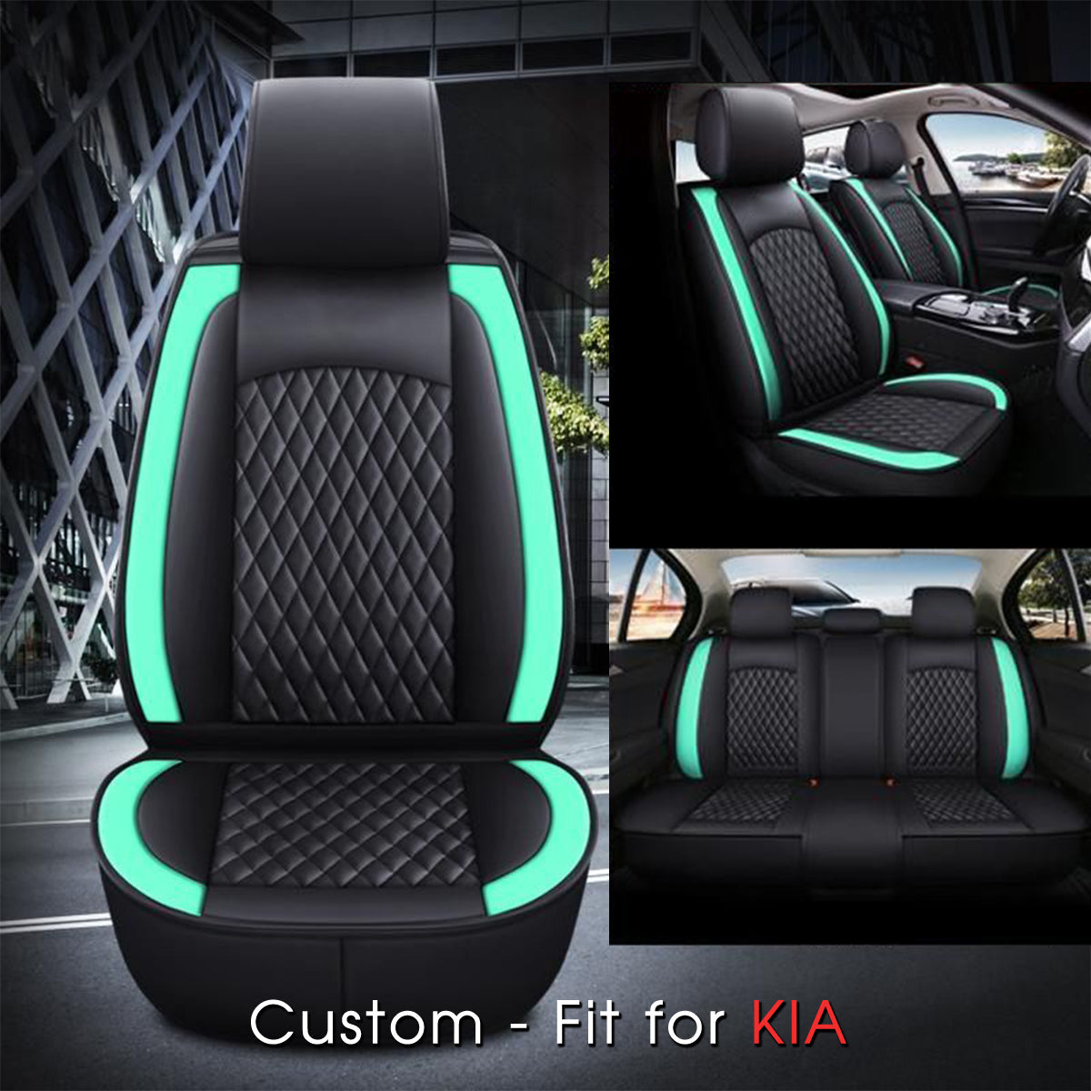 2 Car Seat Covers Full Set, Custom-Fit For Car, Waterproof Leather Front Rear Seat Automotive Protection Cushions, Car Accessories WAUE211