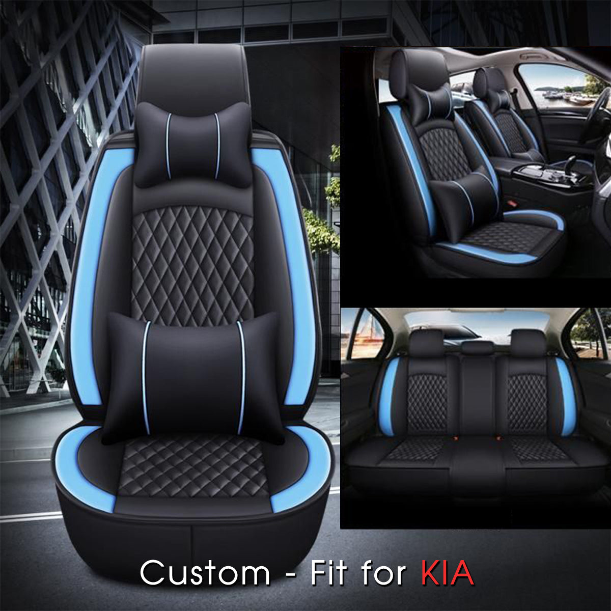2 Car Seat Covers Full Set, Custom-Fit For Car, Waterproof Leather Front Rear Seat Automotive Protection Cushions, Car Accessories WAUE211