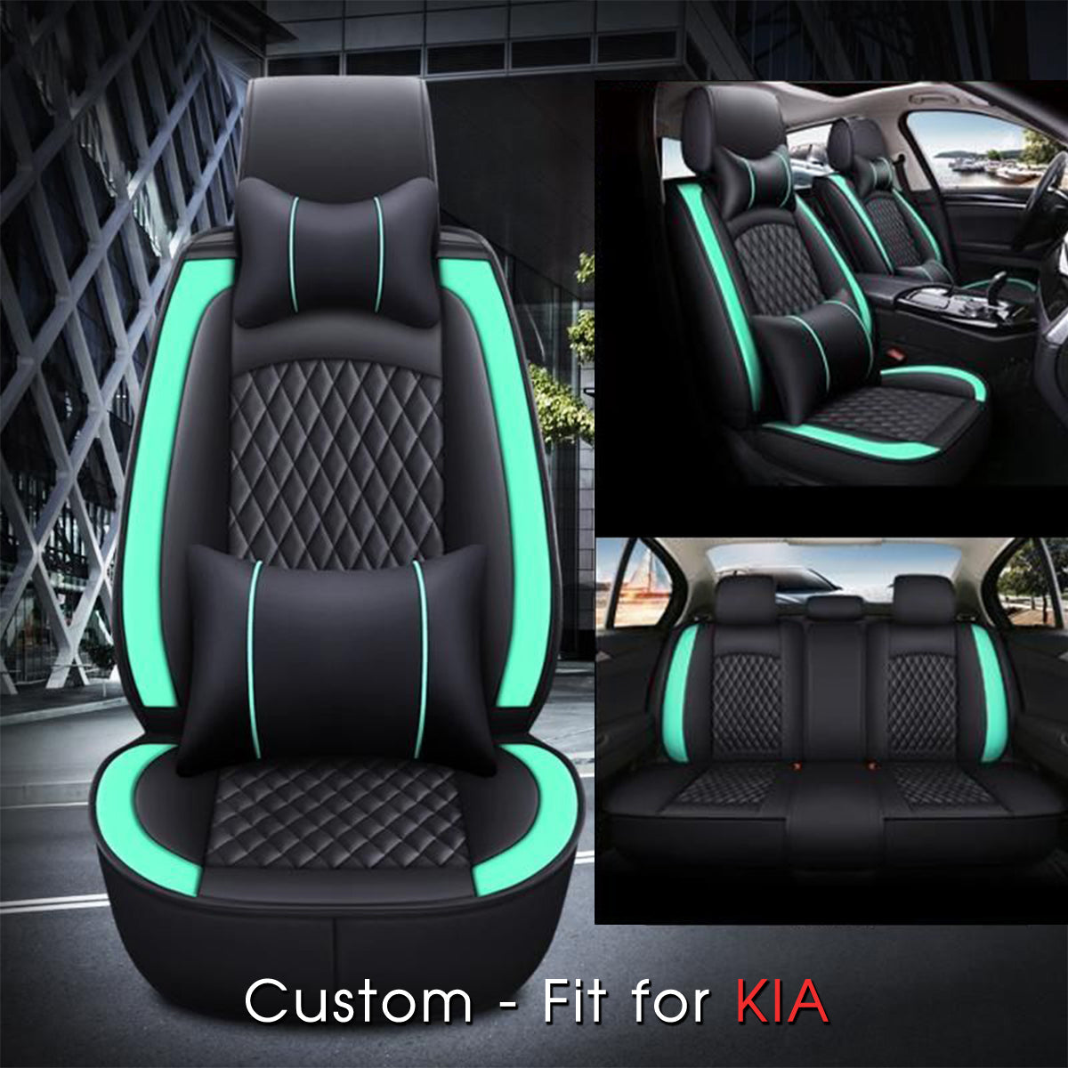 2 Car Seat Covers Full Set, Custom-Fit For Car, Waterproof Leather Front Rear Seat Automotive Protection Cushions, Car Accessories WAUE211