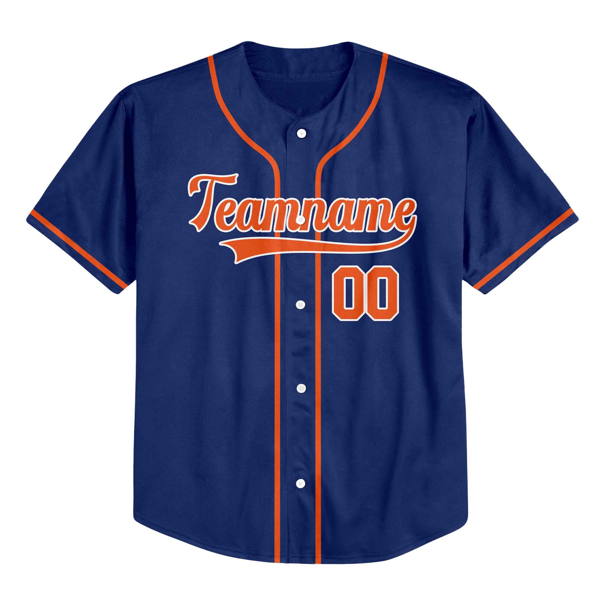 Custom Navy Orange-White Authentic Baseball Jersey 02