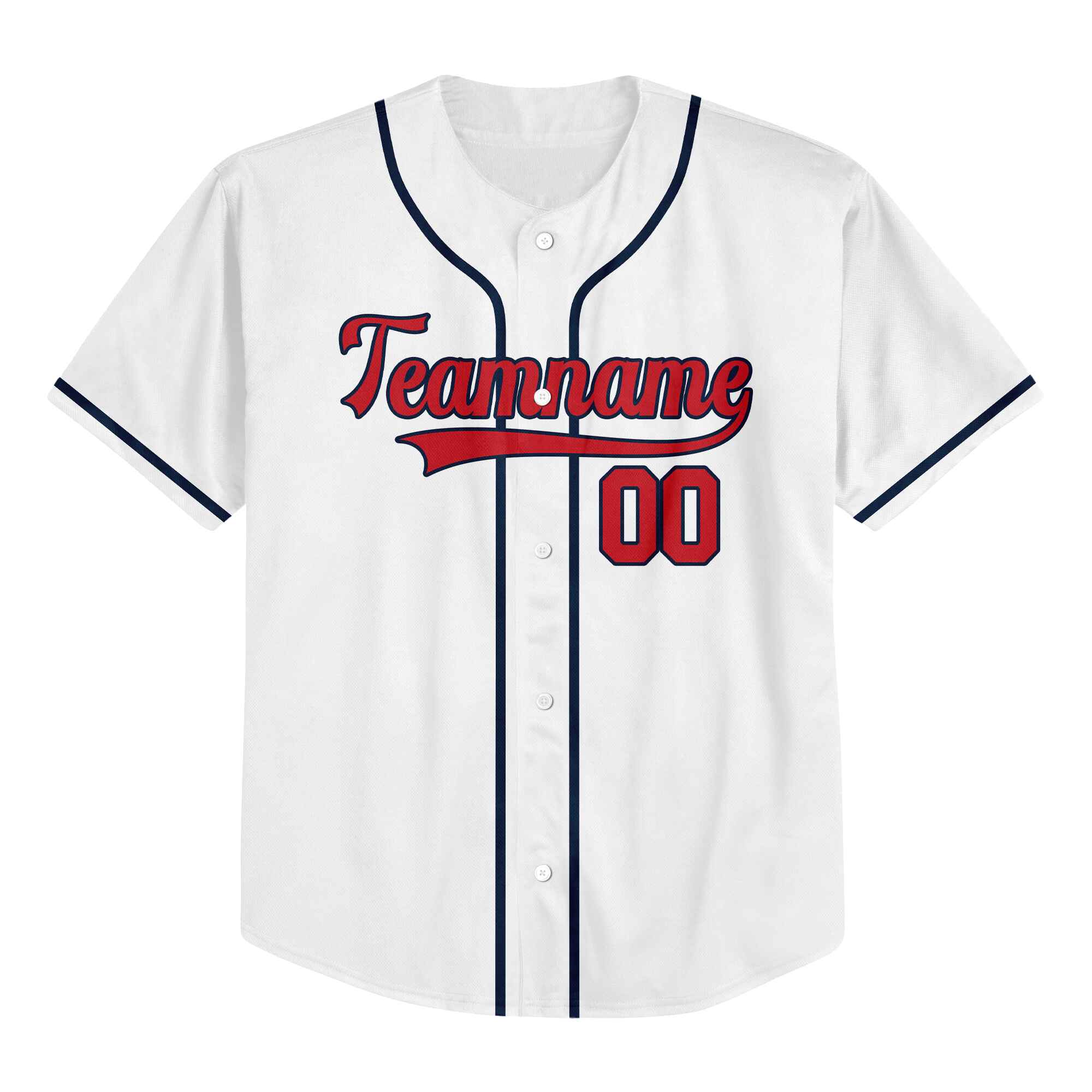 Custom White Red-Navy Authentic Baseball Jersey