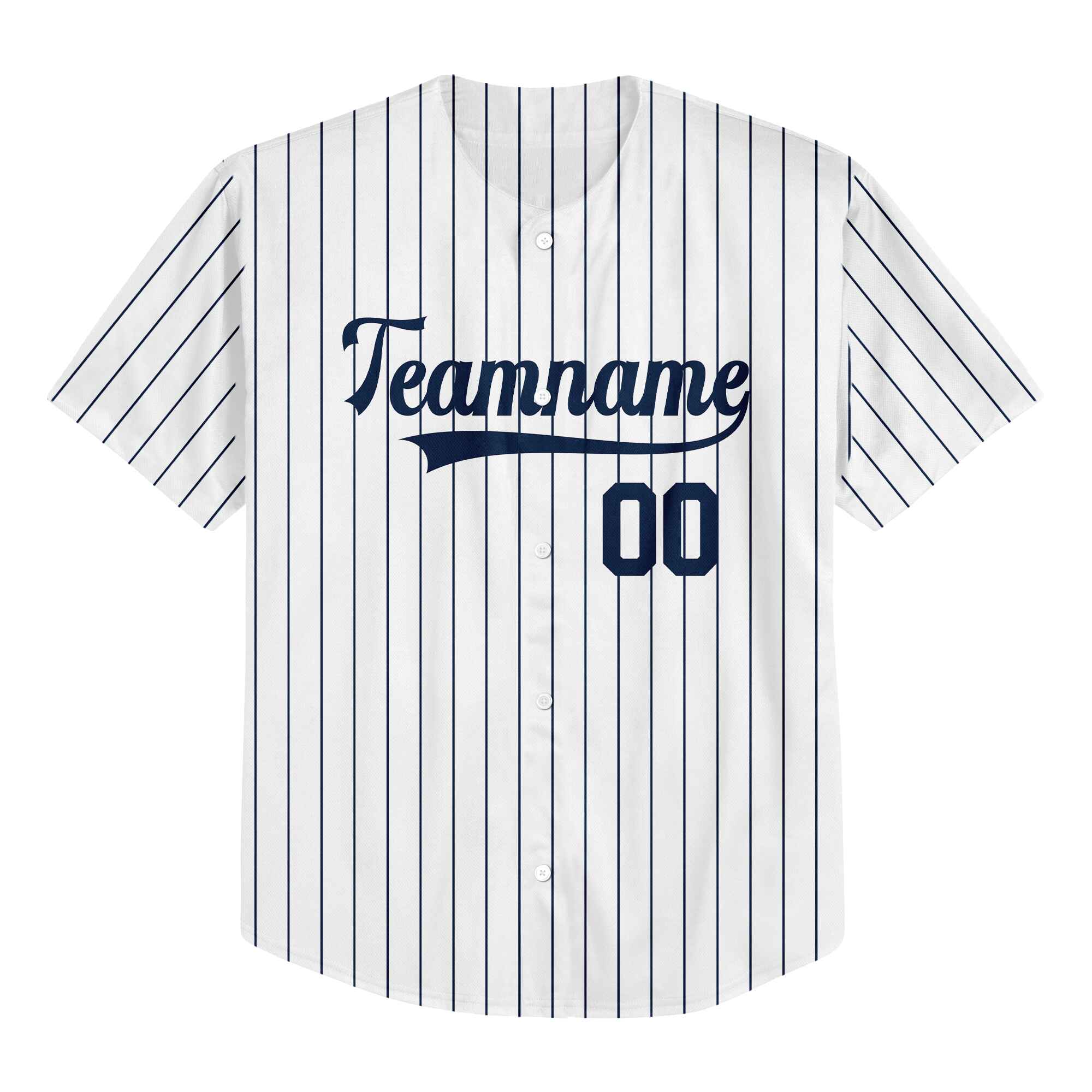 Custom White Navy Pinstripe Navy Authentic Baseball Jersey