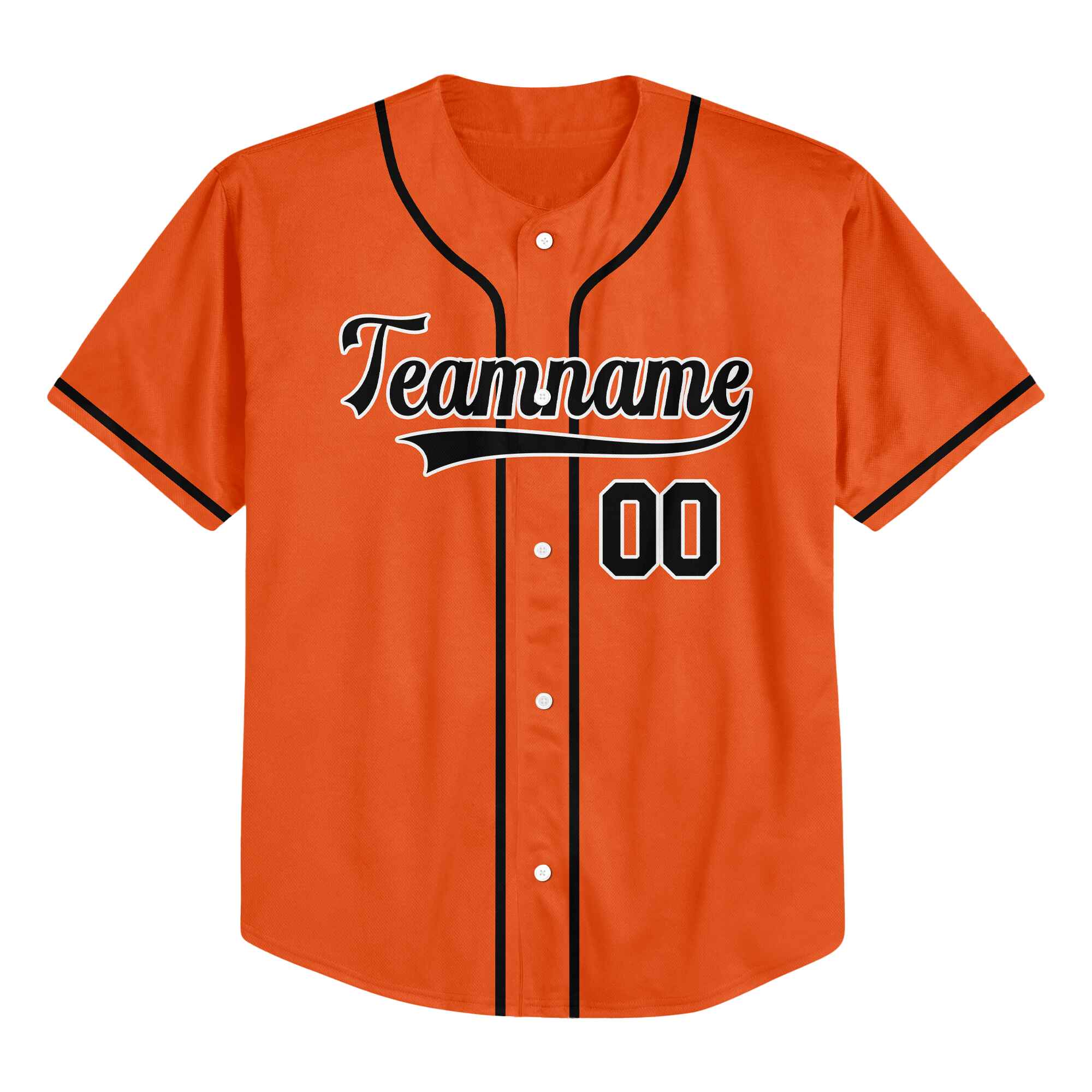 Custom Orange Black-White Authentic Baseball Jersey 02