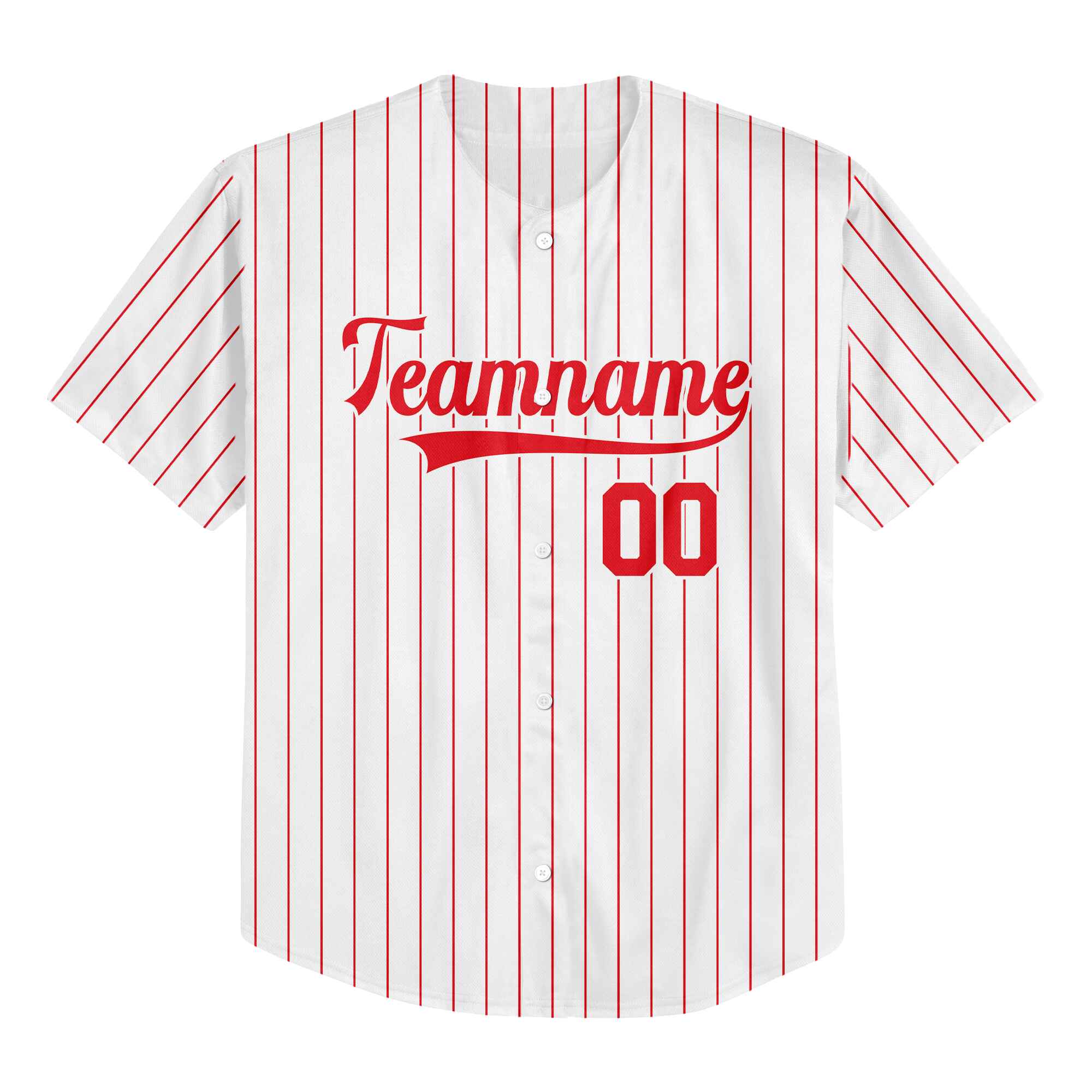 Custom White Red Pinstripe Red-White Authentic Baseball Jersey