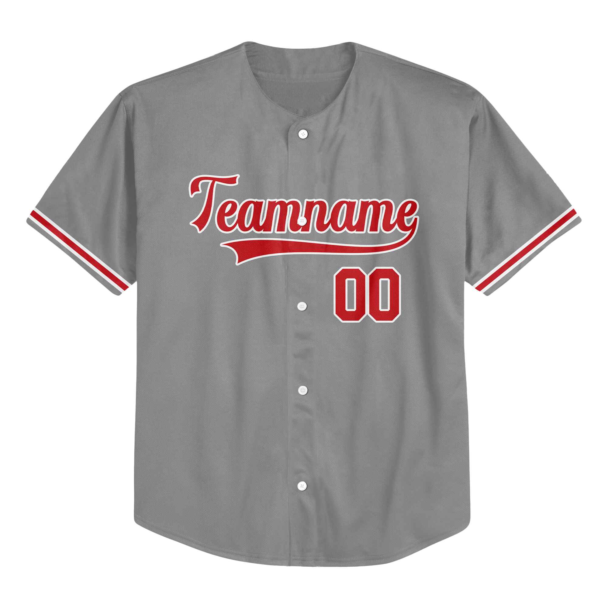 Custom Gray Red-White Authentic Baseball Jersey
