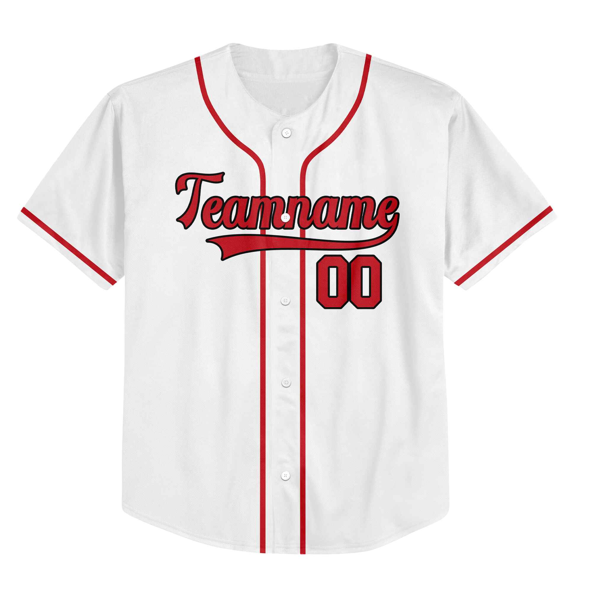 Custom White Red-Black Baseball Jersey