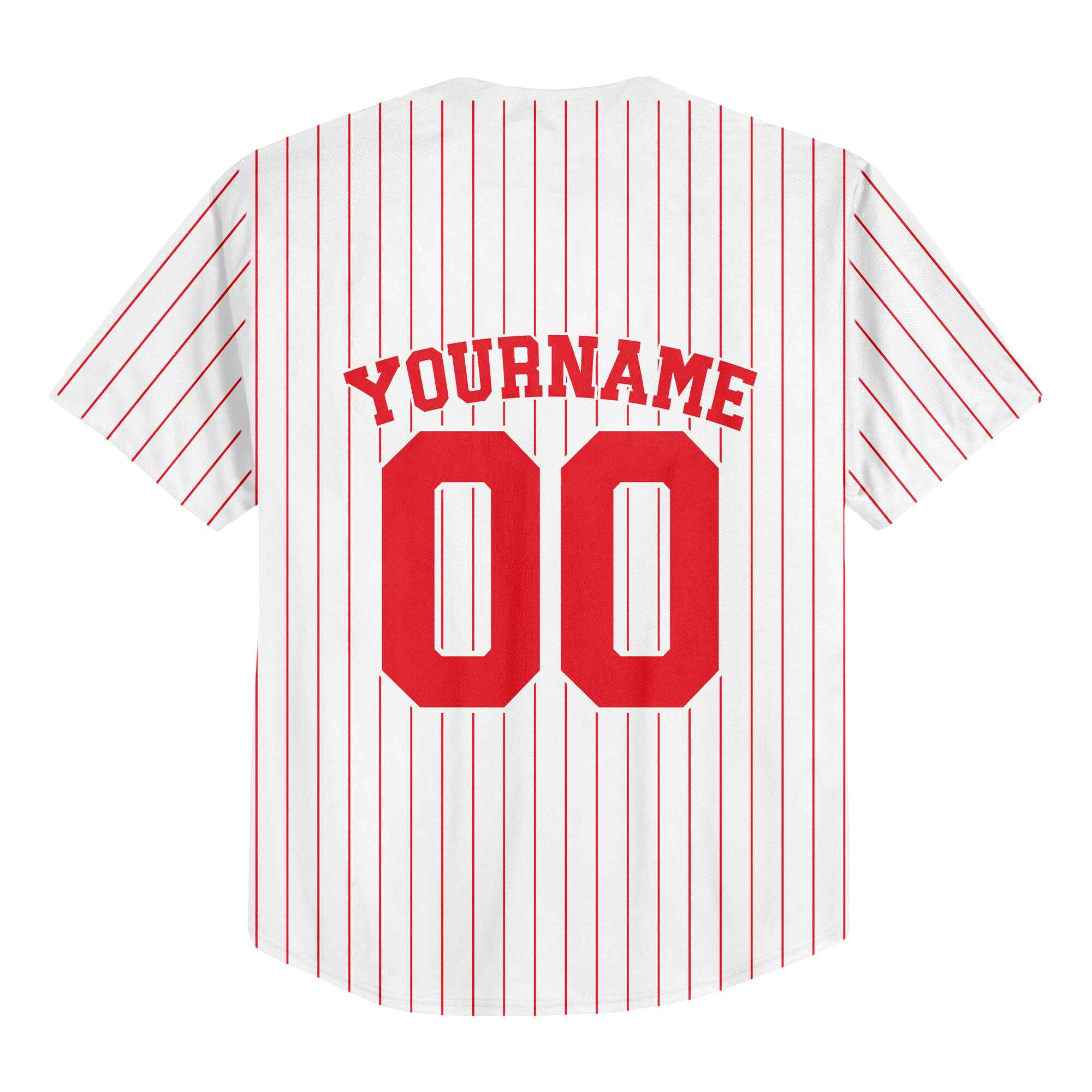 Custom White Red Pinstripe Red-White Authentic Baseball Jersey