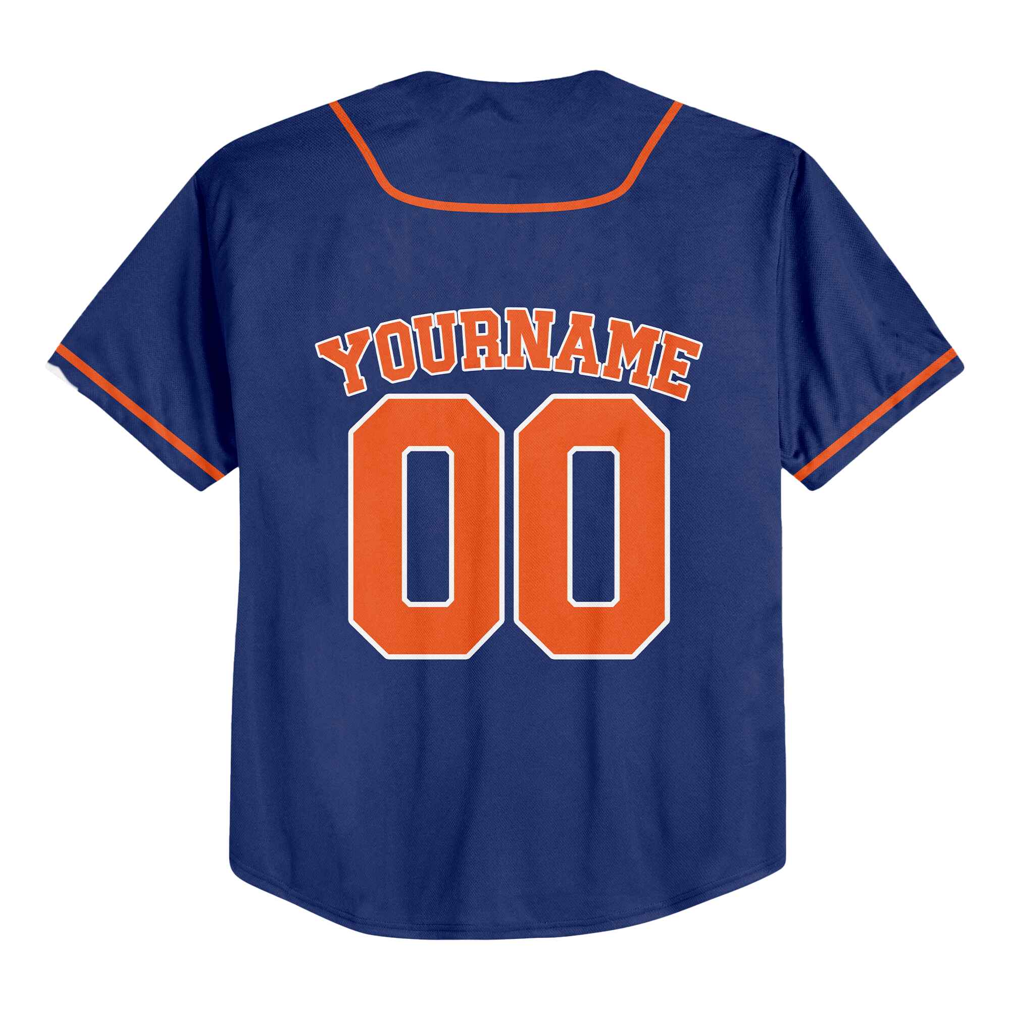 Custom Navy Orange-White Authentic Baseball Jersey 02