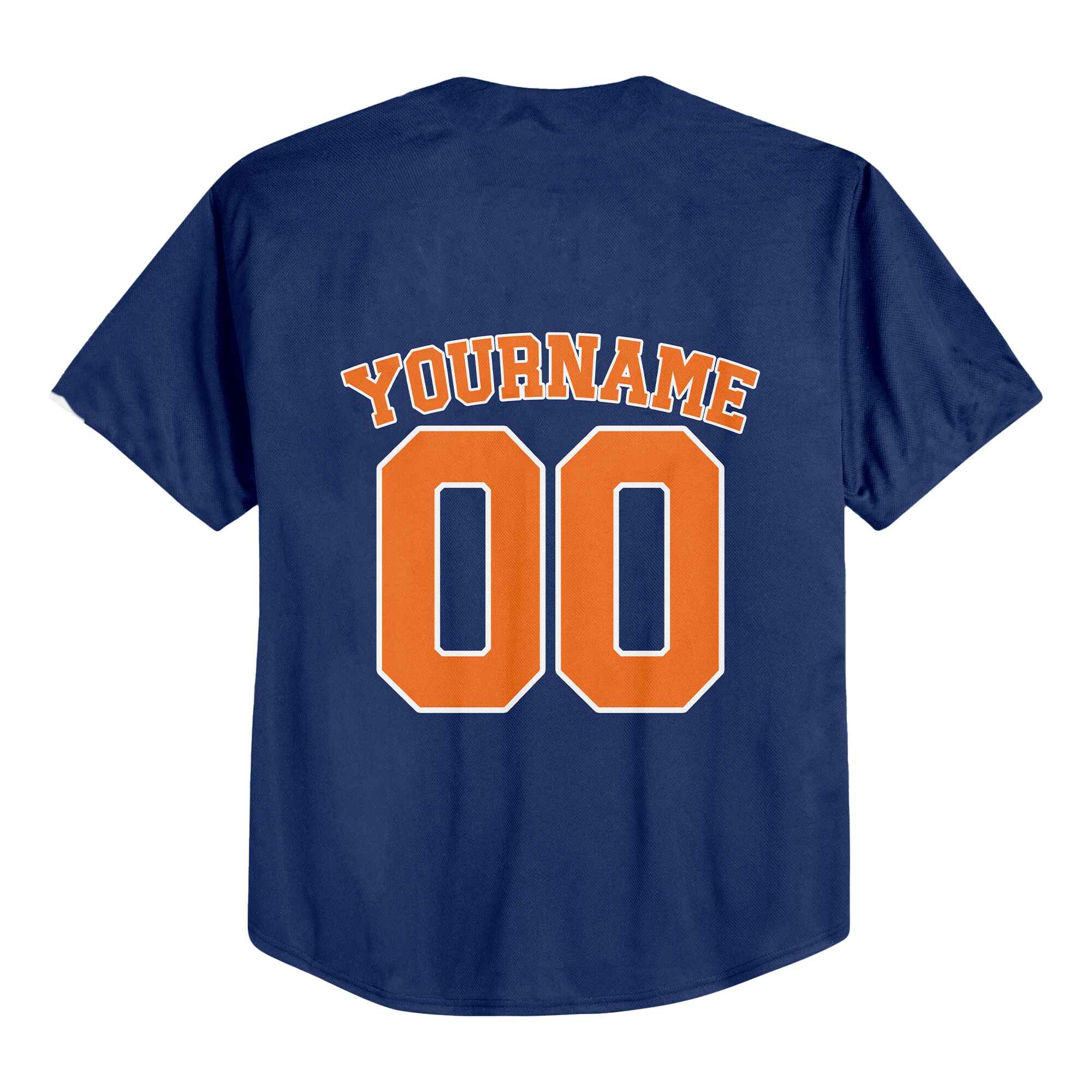 Custom Navy Orange-White Authentic Baseball Jersey 01