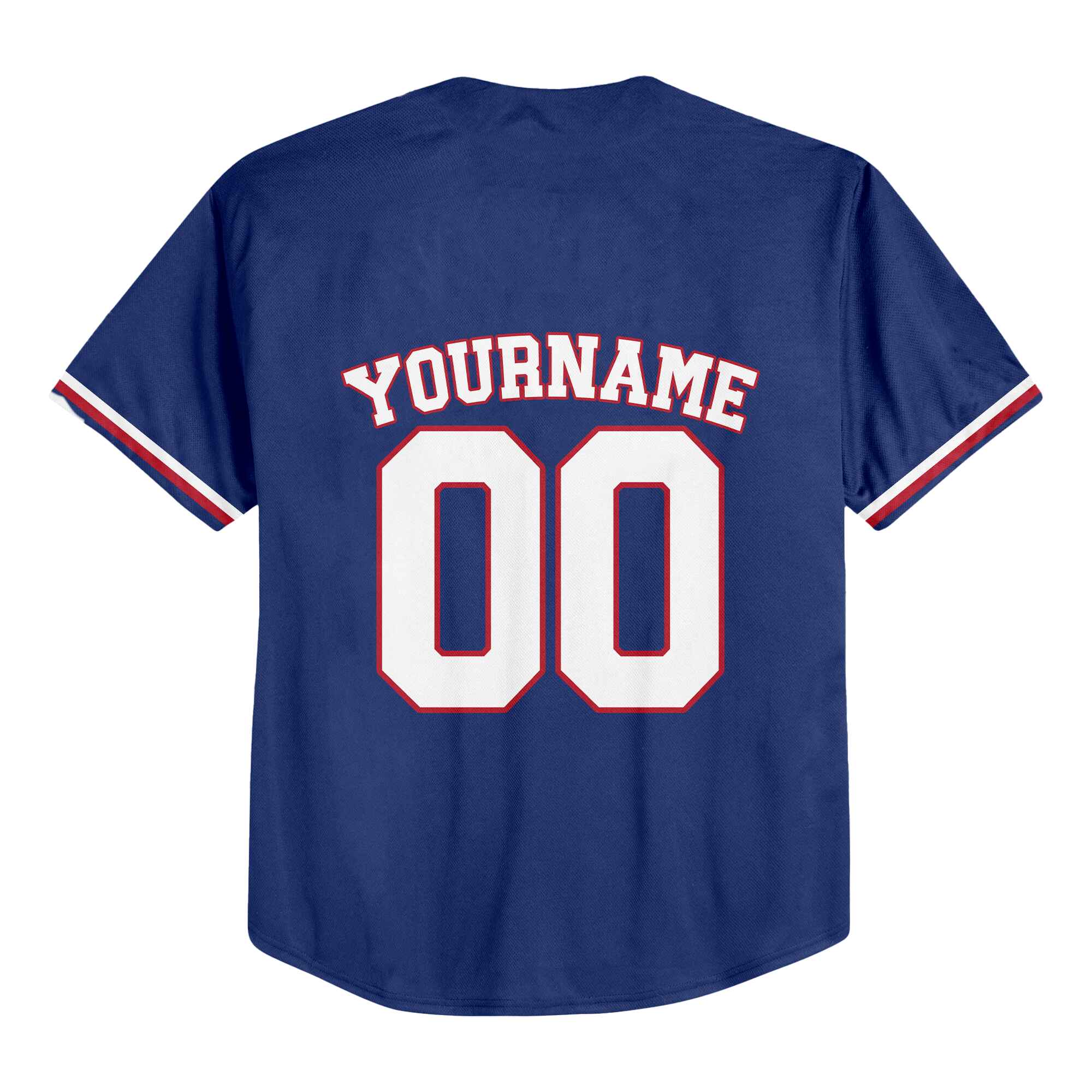 Custom Navy White-Red Baseball Jersey