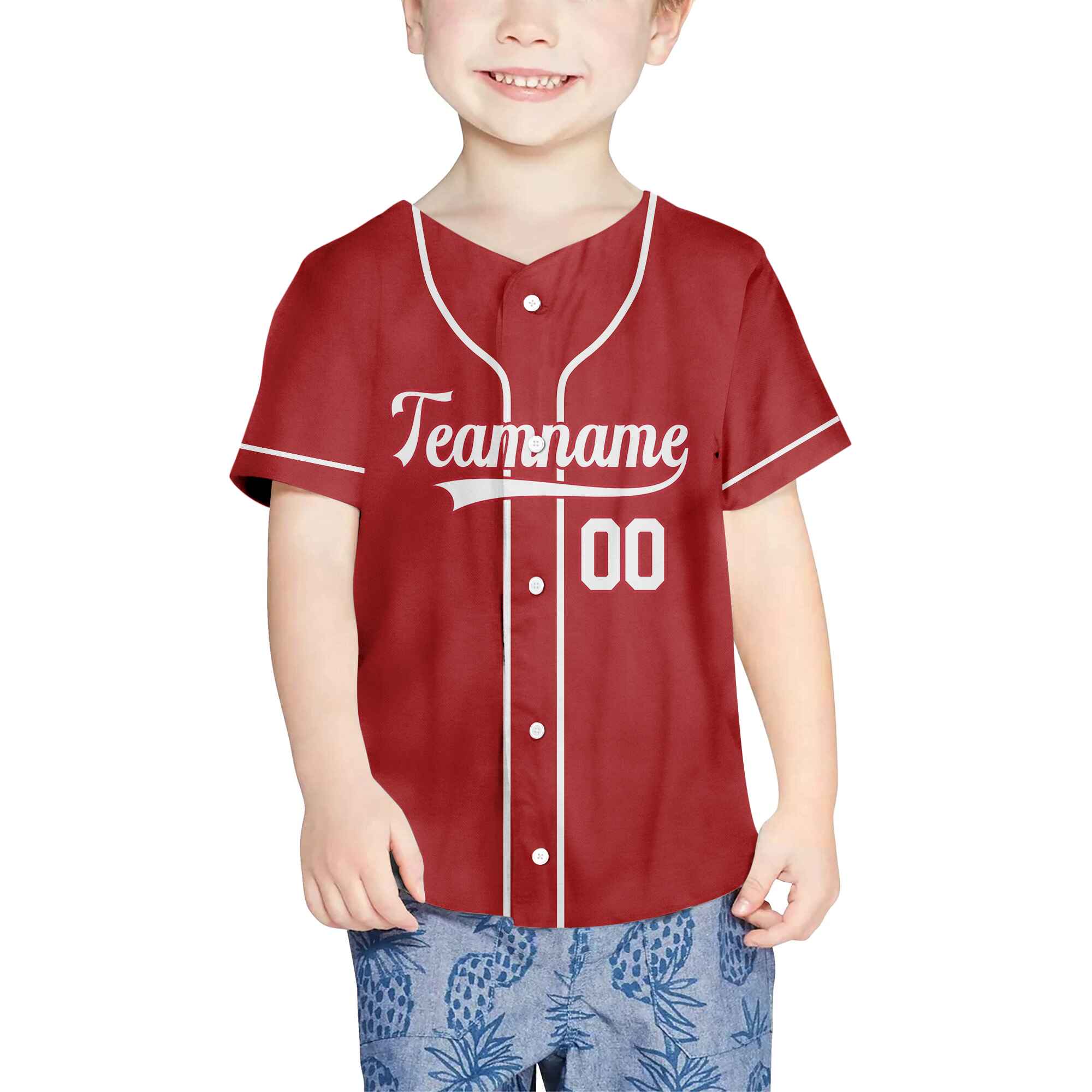 Custom Red White Authentic Baseball Jersey