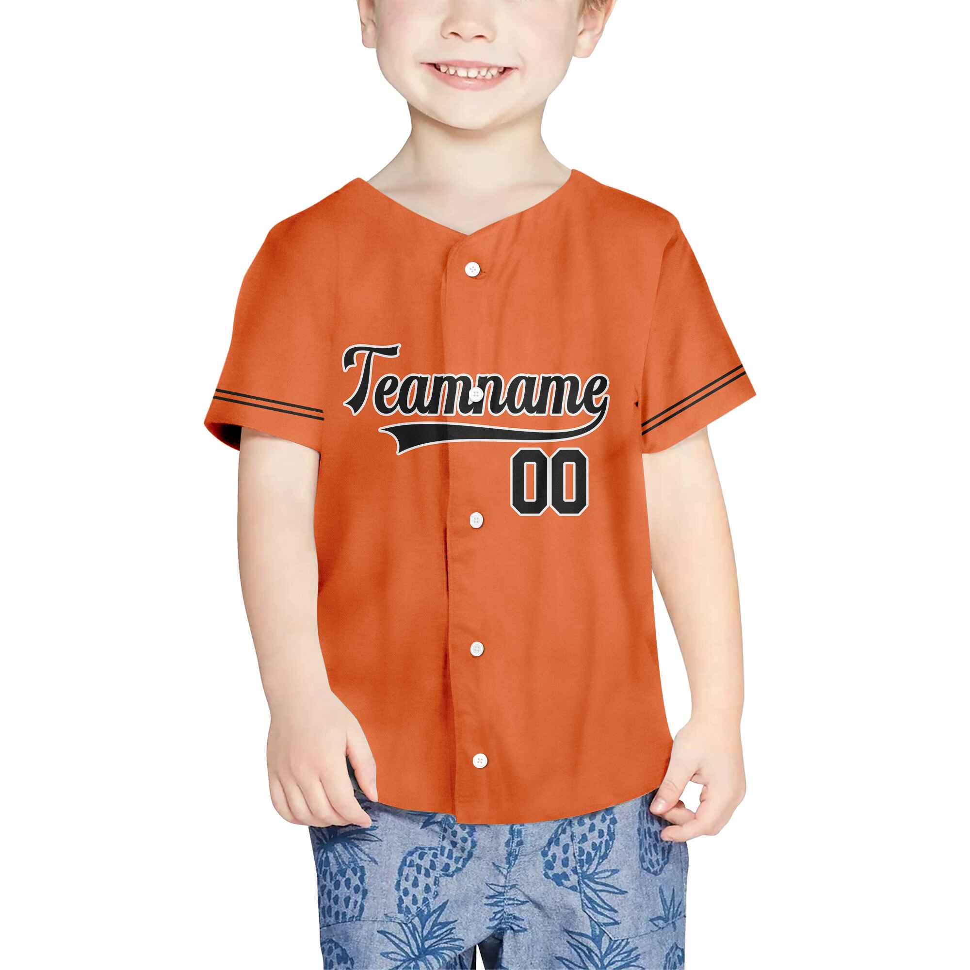Custom Orange Black-White Authentic Baseball Jersey 01