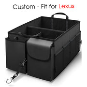 Car Trunk Organizer - Collapsible, Custom fit for All Cars, Multi-Compartment Automotive SUV Car Organizer for Storage w/ Adjustable Straps - Car Accessories for Women and Men FJ12993