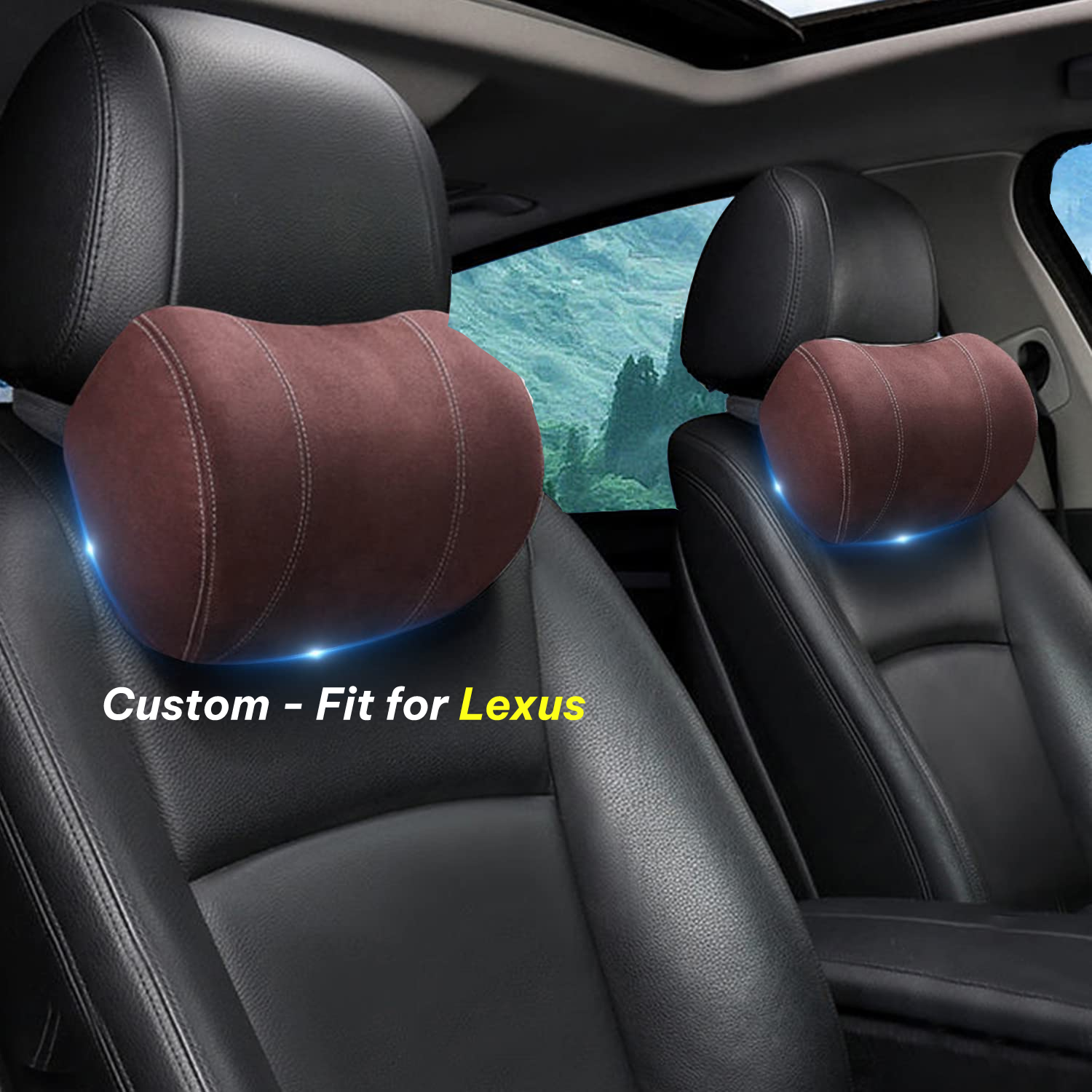 Car Headrest (2 PCS), Custom-Fit For Car, Update Version Premium Memory Foam Car Neck Pillow WAFJ227