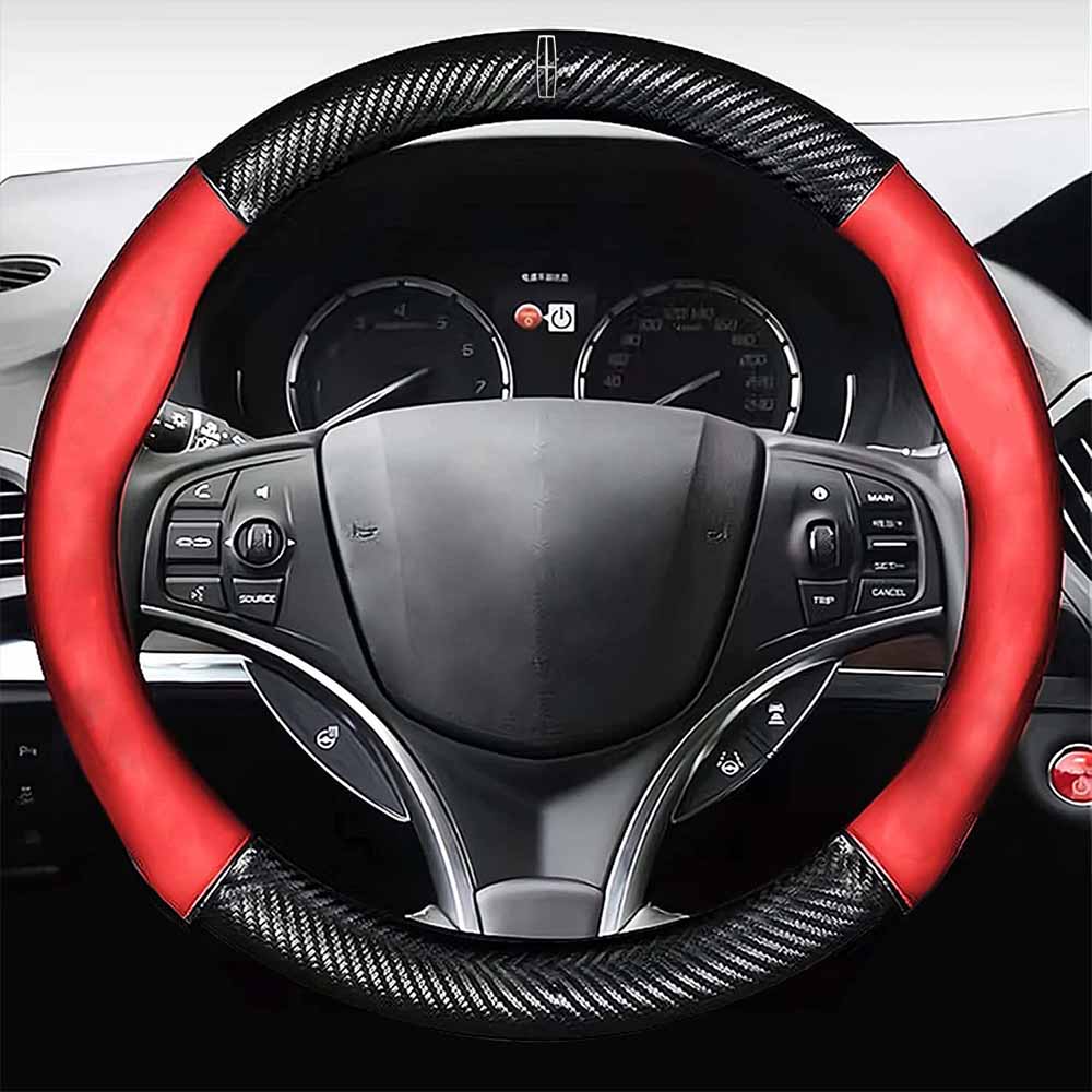 Car Steering Wheel Cover, Custom Fit For Your Cars, Leather Nonslip 3D Carbon Fiber Texture Sport Style Wheel Cover for Women, Interior Modification for All Car Accessories LI18992