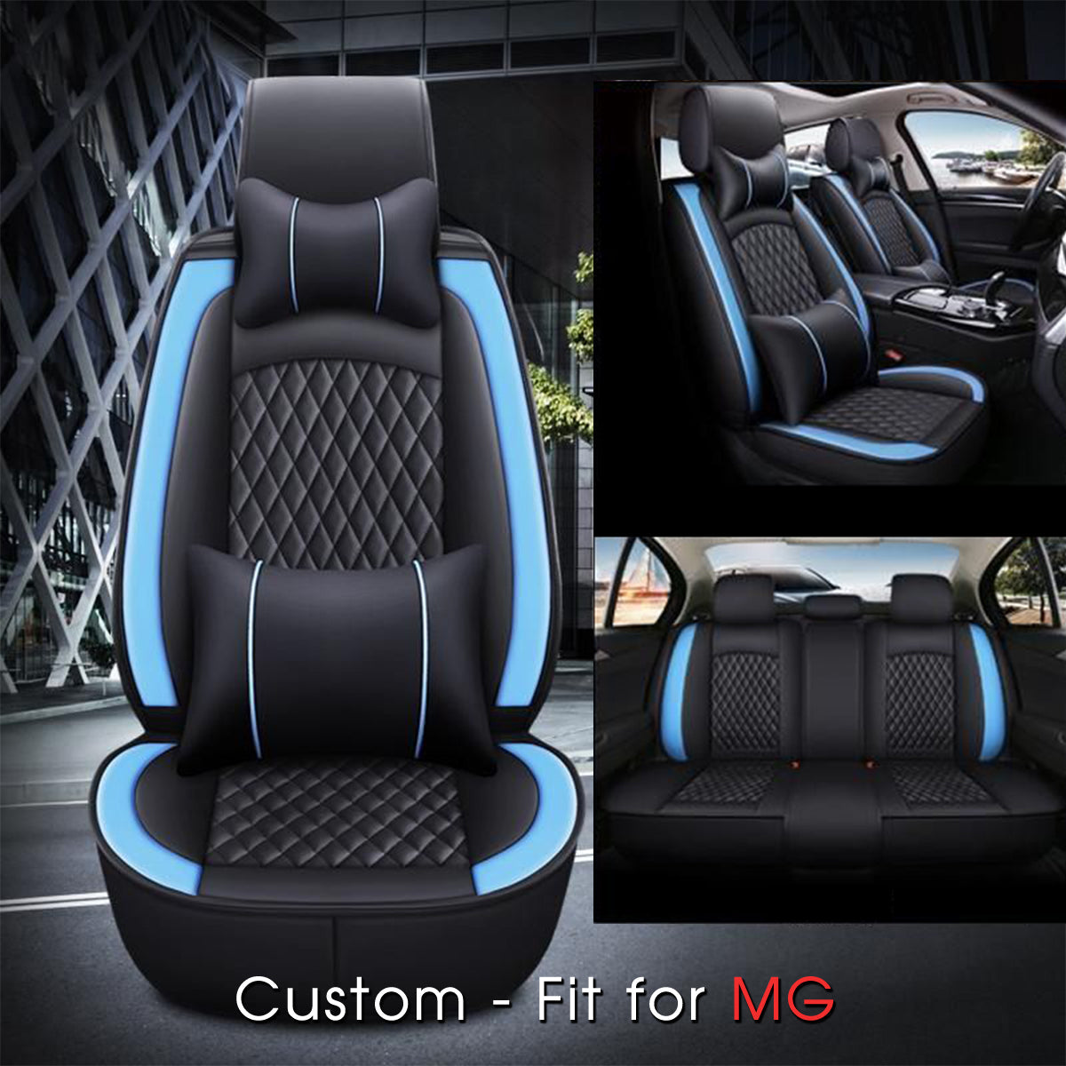 2 Car Seat Covers Full Set, Custom-Fit For Car, Waterproof Leather Front Rear Seat Automotive Protection Cushions, Car Accessories WAMC211