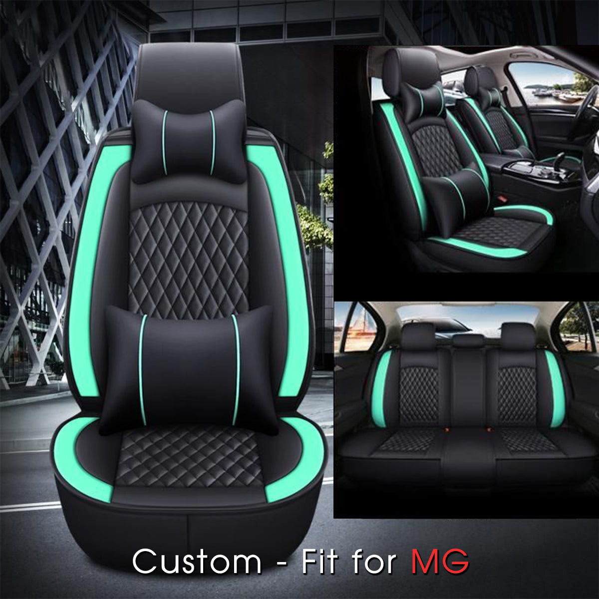 2 Car Seat Covers Full Set, Custom-Fit For Car, Waterproof Leather Front Rear Seat Automotive Protection Cushions, Car Accessories WAMC211