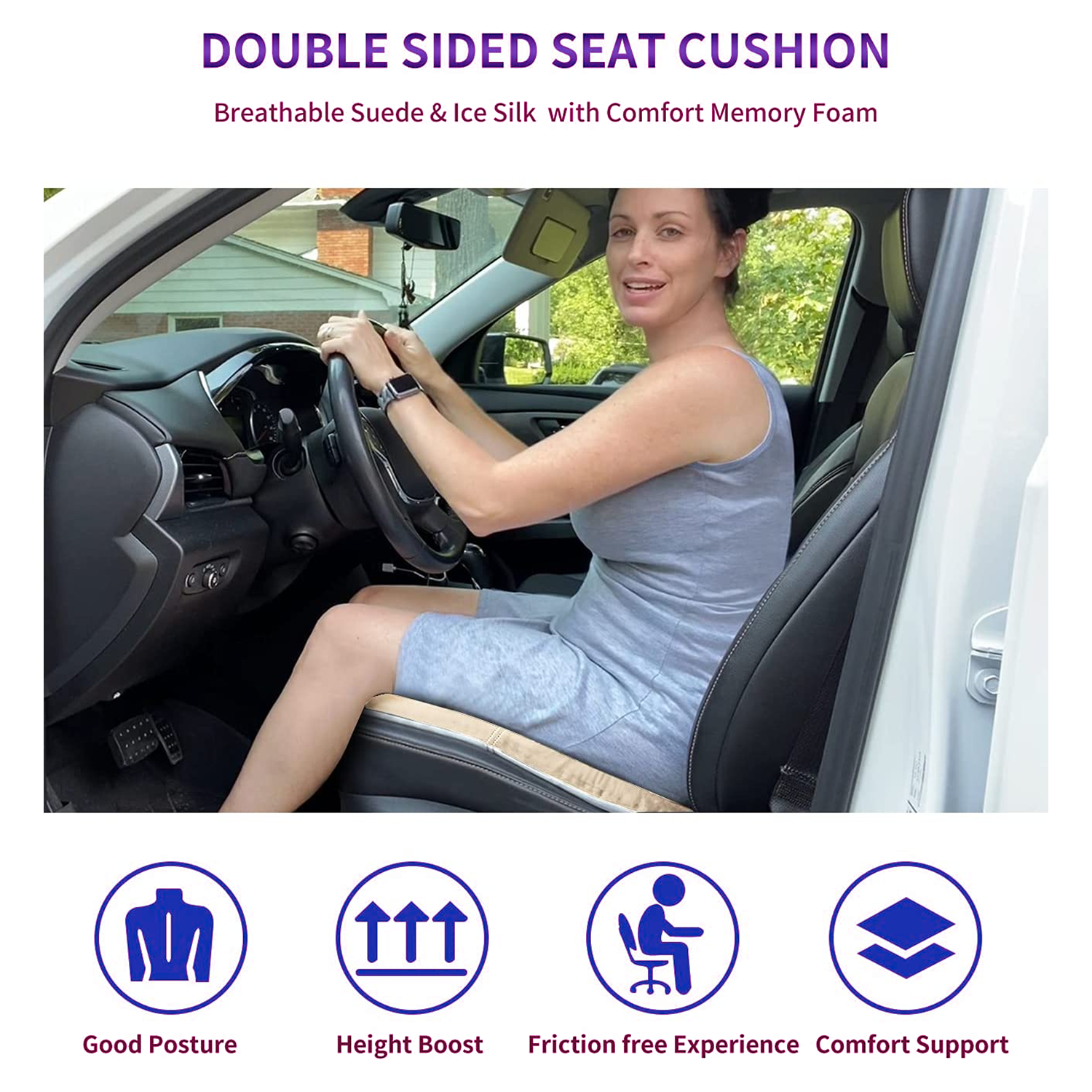Car Seat Cushion, Custom Fit For Car, Car Memory Foam Seat Cushion, Heightening Seat Cushion, Seat Cushion for Car and Office Chair WAMC224