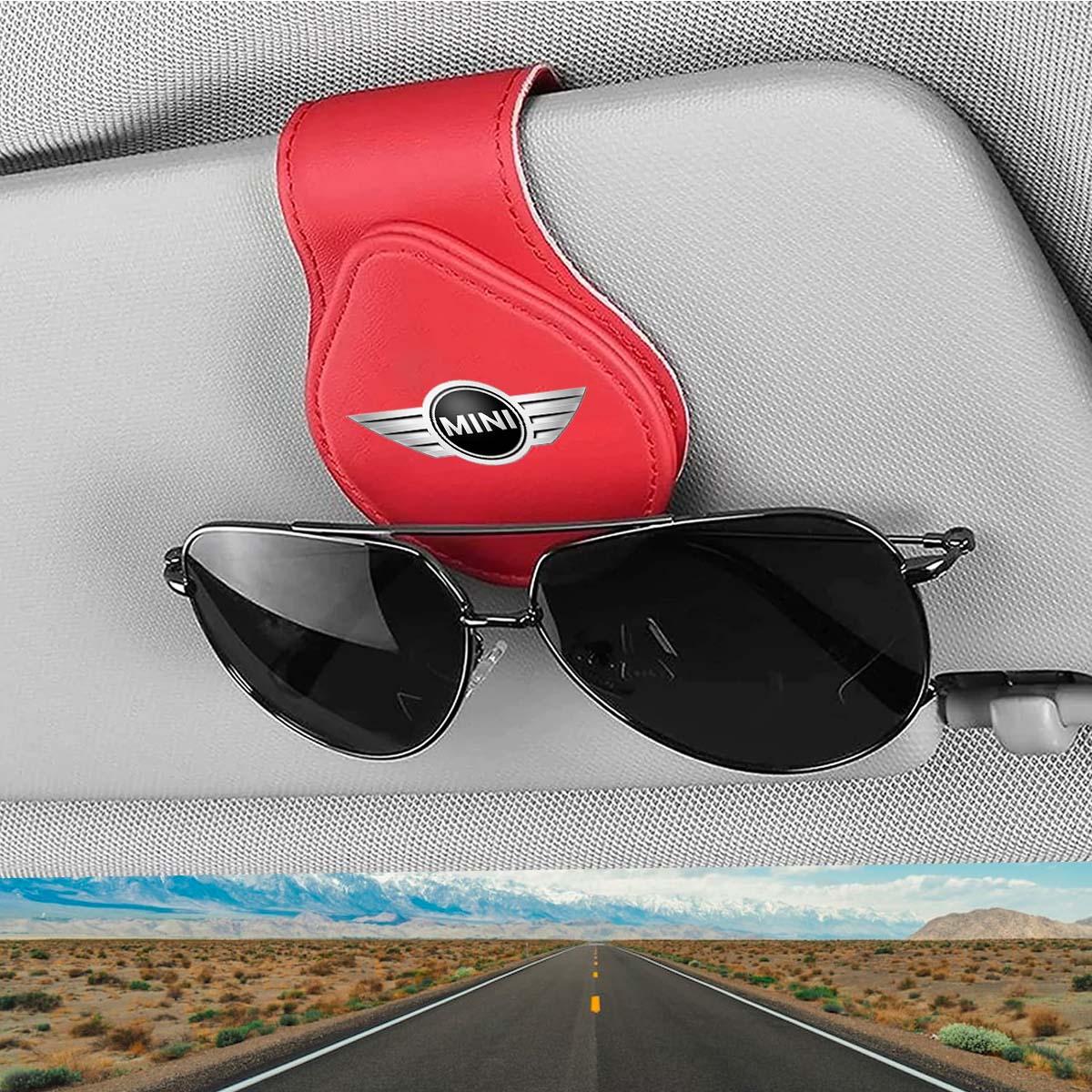 Car Sunglasses Holder, Custom Fit For Your Cars, Magnetic Leather Glasses Frame 2024 Update MC13995