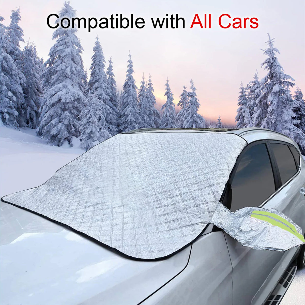 Windshield Cover for Ice and Snow, Custom fit for Car, Magnetic Windshield Cover, Water, Heat & Sag-Proof Car Windshield Snow Cover, Mirror Protector Windproof Sunshade Cover