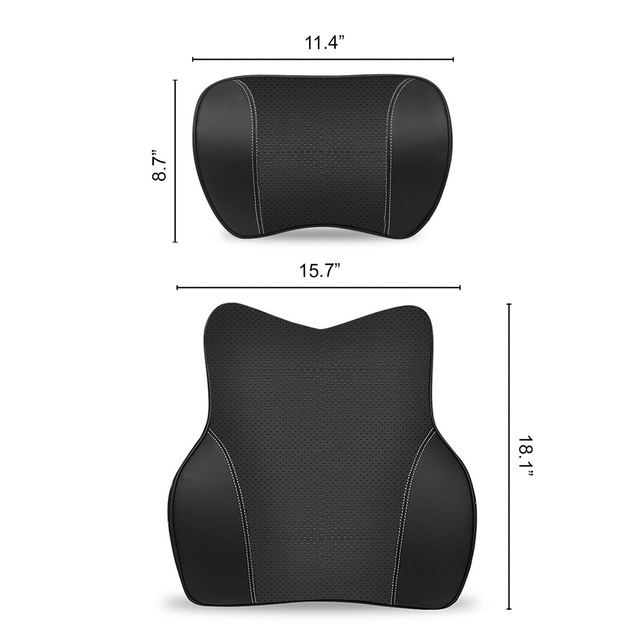 Car Headrest Neck Pillow and Lumbar Support Back Cushion Kit, Custom fit for Genesis, Memory Foam Erognomic Design Universal Fit Muscle Pain and Tension Relief for Car Seat