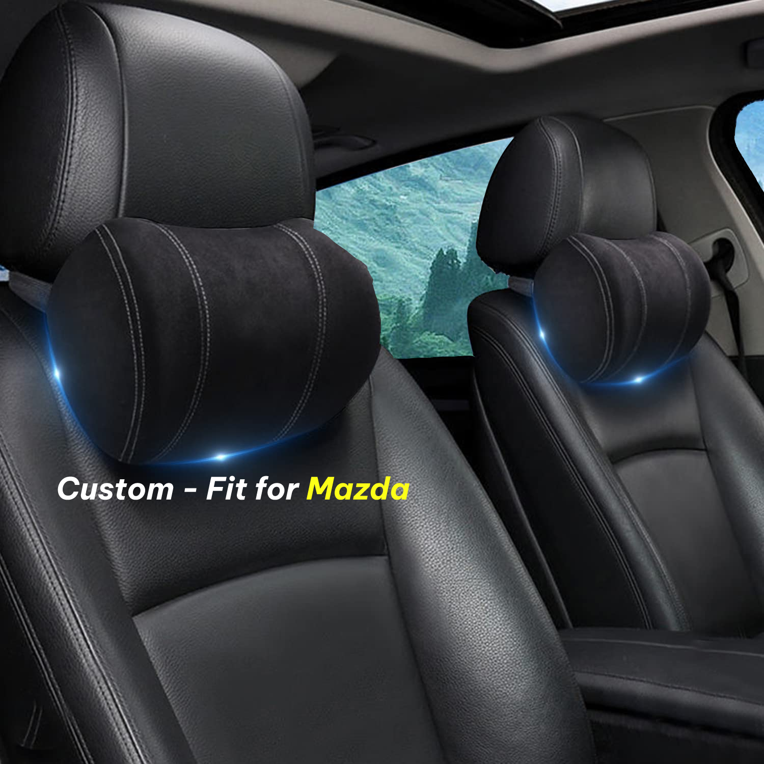 Car Headrest (2 PCS), Custom-Fit For Car, Update Version Premium Memory Foam Car Neck Pillow WAMA227
