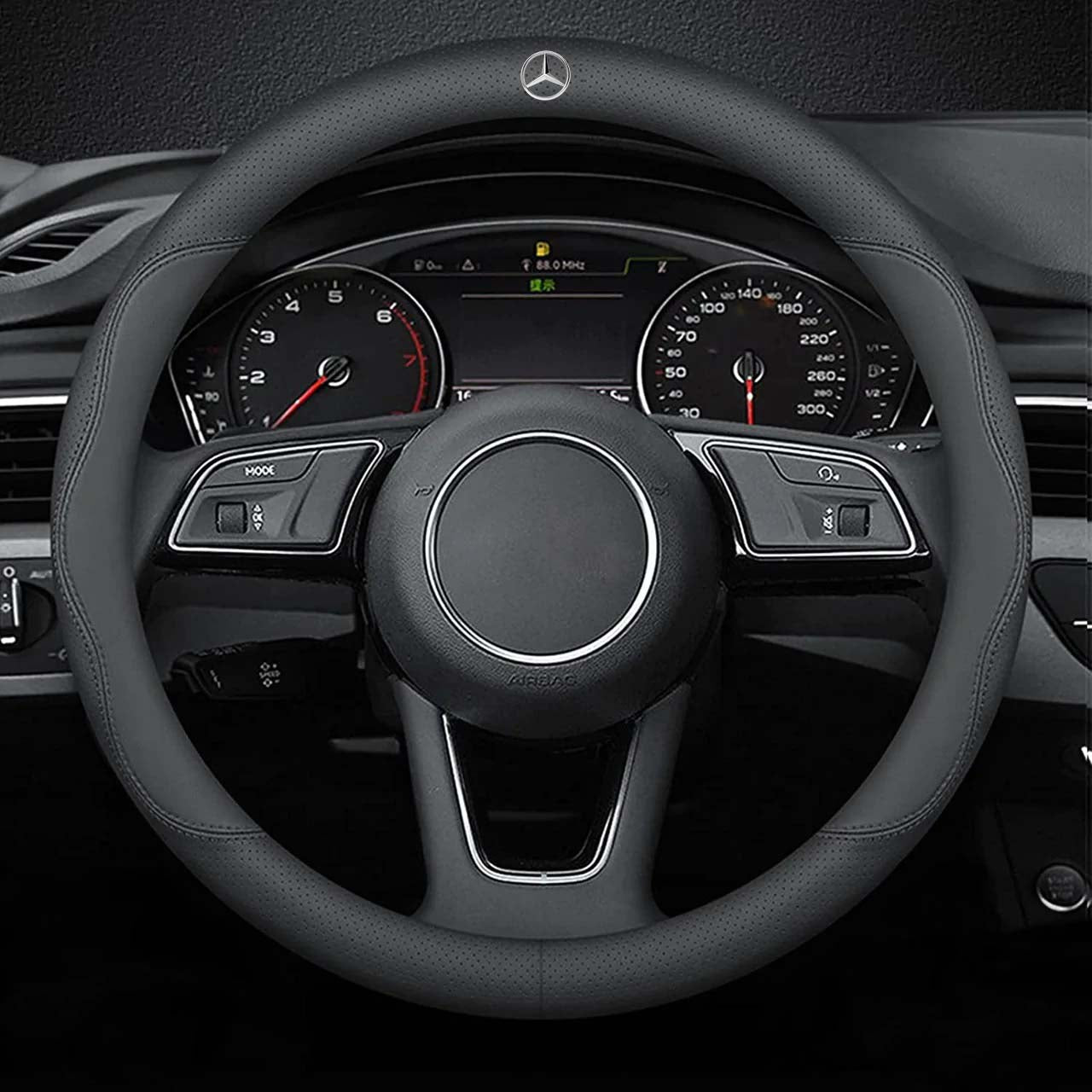 Car Steering Wheel Cover 2023 Update Version, Custom Fit For Your Cars, Premium Leather Car Steering Wheel Cover with Logo, Car Accessories MB18991