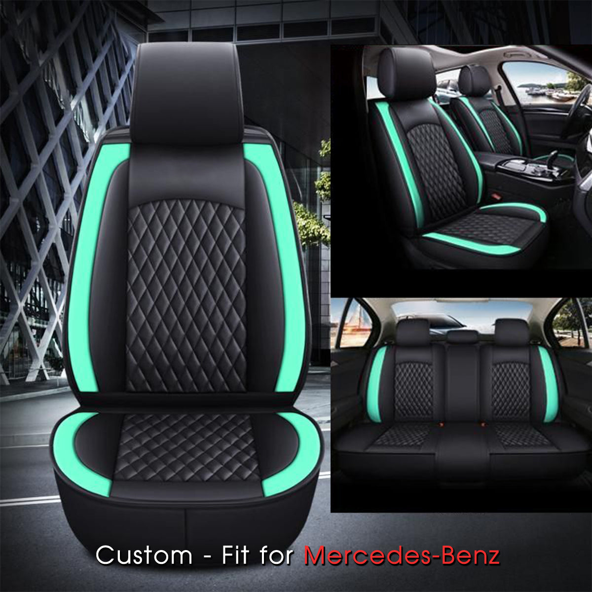 2 Car Seat Covers Full Set, Custom-Fit For Car, Waterproof Leather Front Rear Seat Automotive Protection Cushions, Car Accessories WAMB211