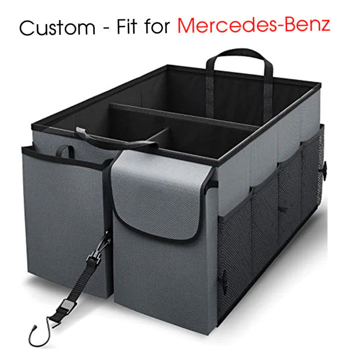 Car Trunk Organizer - Collapsible, Custom fit for All Cars, Multi-Compartment Automotive SUV Car Organizer for Storage w/ Adjustable Straps - Car Accessories for Women and Men MB12993