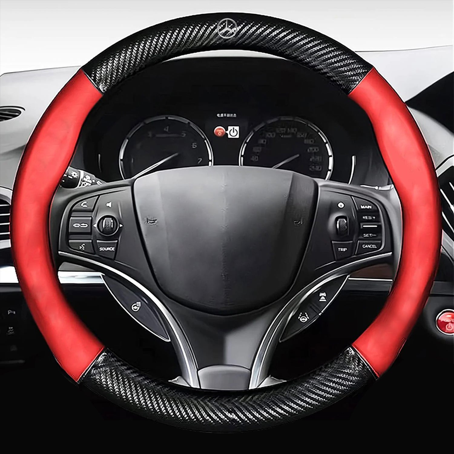 Car Steering Wheel Cover, Custom Logo For Your Cars, Leather Nonslip 3D Carbon Fiber Texture Sport Style Wheel Cover for Women, Interior Modification for All Car Accessories MB18992