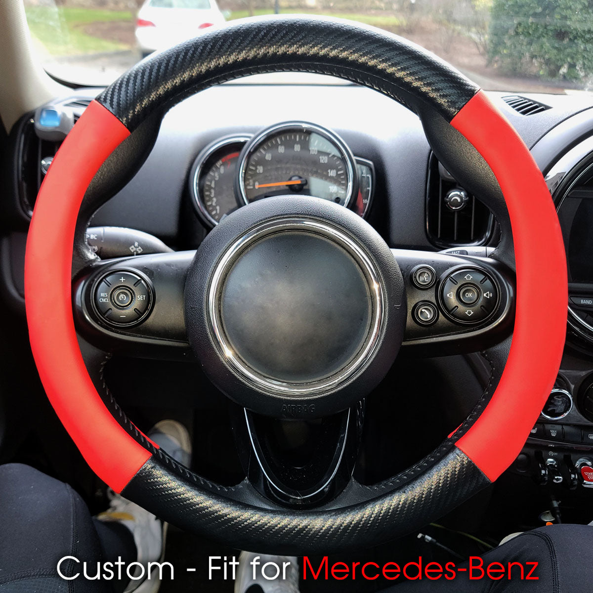 Car Steering Wheel Cover, Custom-Fit For Cars, Leather Nonslip 3D Carbon Fiber Texture Sport Style Wheel Cover for Women, Interior Modification for All Car Accessories WAMB225