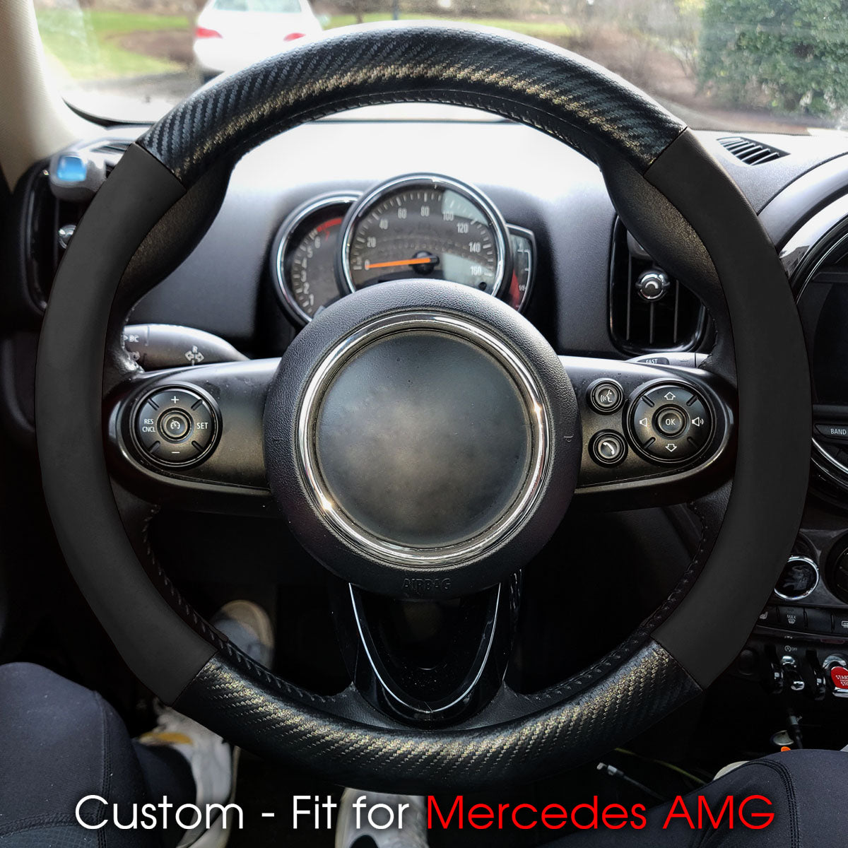 Car Steering Wheel Cover, Custom-Fit For Cars, Leather Nonslip 3D Carbon Fiber Texture Sport Style Wheel Cover for Women, Interior Modification for All Car Accessories WALM225