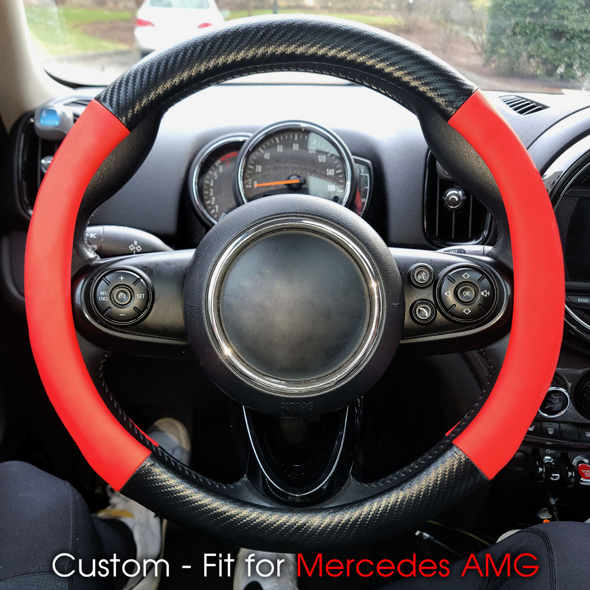 Car Steering Wheel Cover, Custom-Fit For Cars, Leather Nonslip 3D Carbon Fiber Texture Sport Style Wheel Cover for Women, Interior Modification for All Car Accessories WALM225