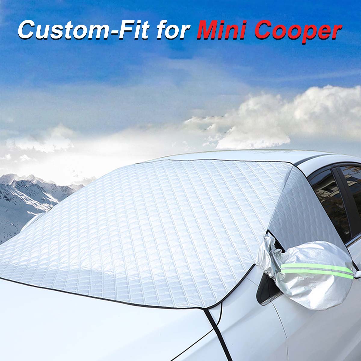 Windshield Cover for Ice and Snow, Custom fit for Car, Magnetic Windshield Cover, Water, Heat & Sag-Proof Car Windshield Snow Cover, Mirror Protector Windproof Sunshade Cover