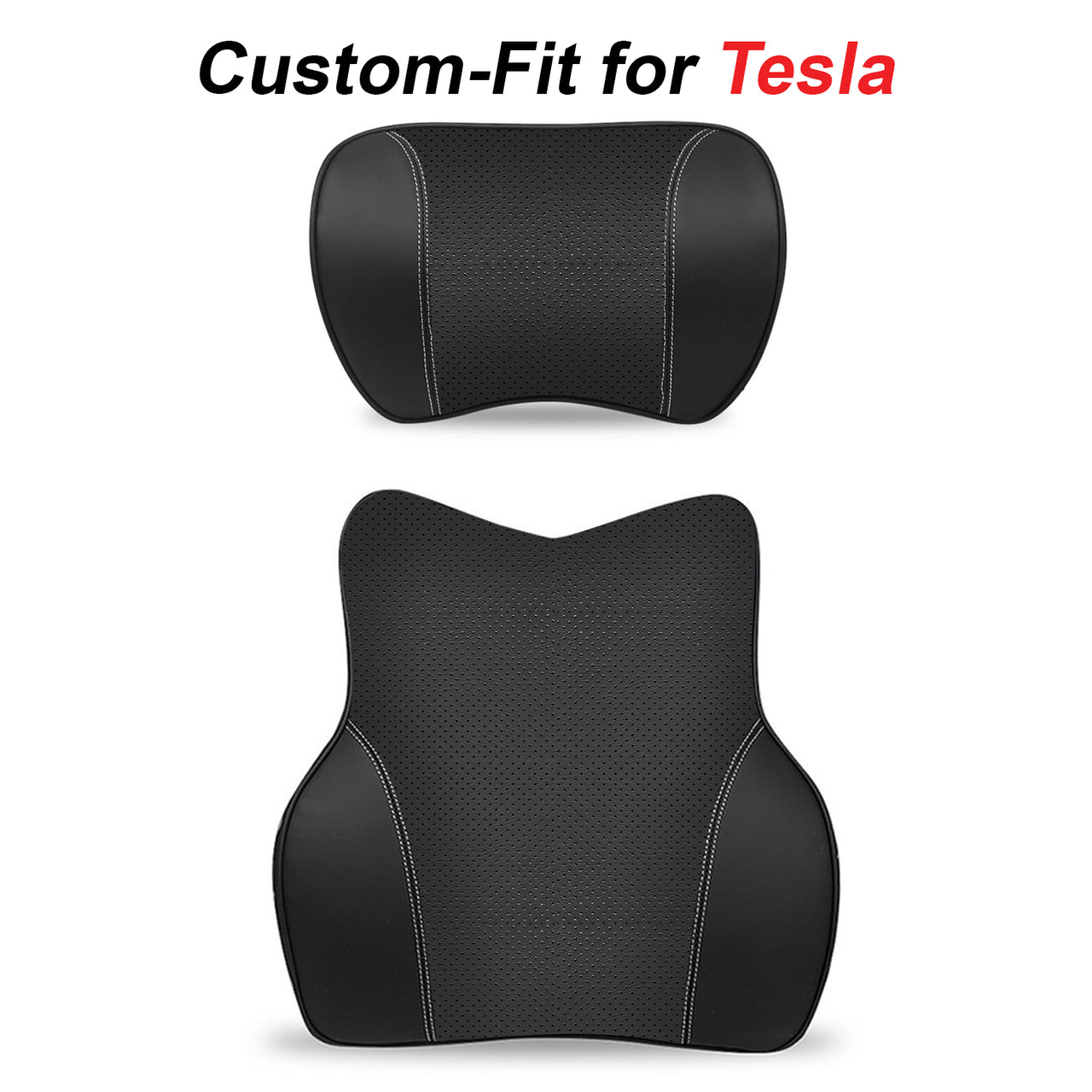 Car Headrest Neck Pillow and Lumbar Support Back Cushion Kit, Custom Fit For Your Cars, Memory Foam Erognomic, Car Accessories TS13992